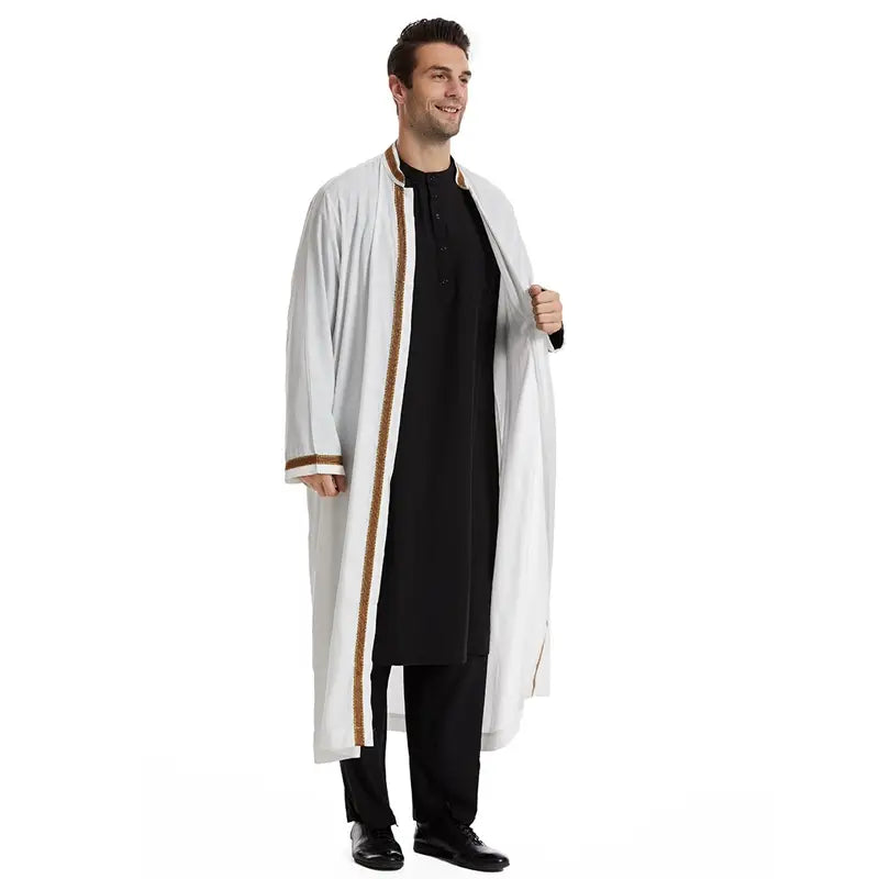 Premium Arab Men's Bisht Thobe - Elegant Open Cardigan Thawb for Special Occasions | Perfect for Weddings, Eids & Formal Events