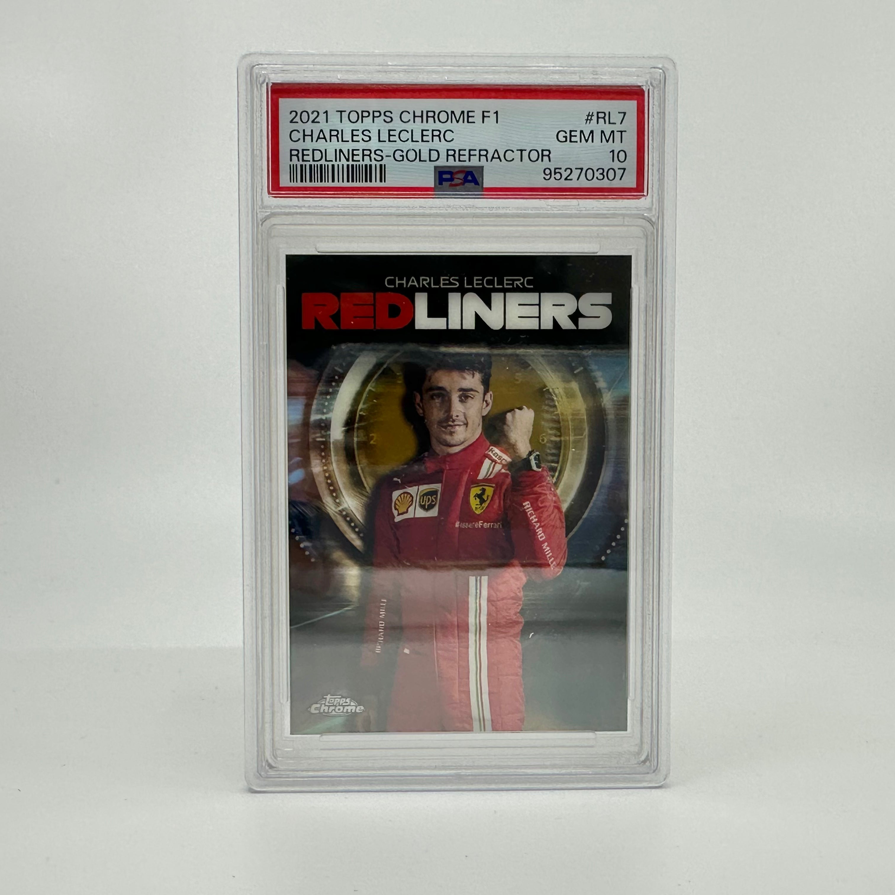 2021 Topps Chrome F1 Charles Leclerc #RL7 Redliners Gold PSA 10 09/50 - Rare Racing Collectible for F1 Fans & Sports Memorabilia Enthusiasts