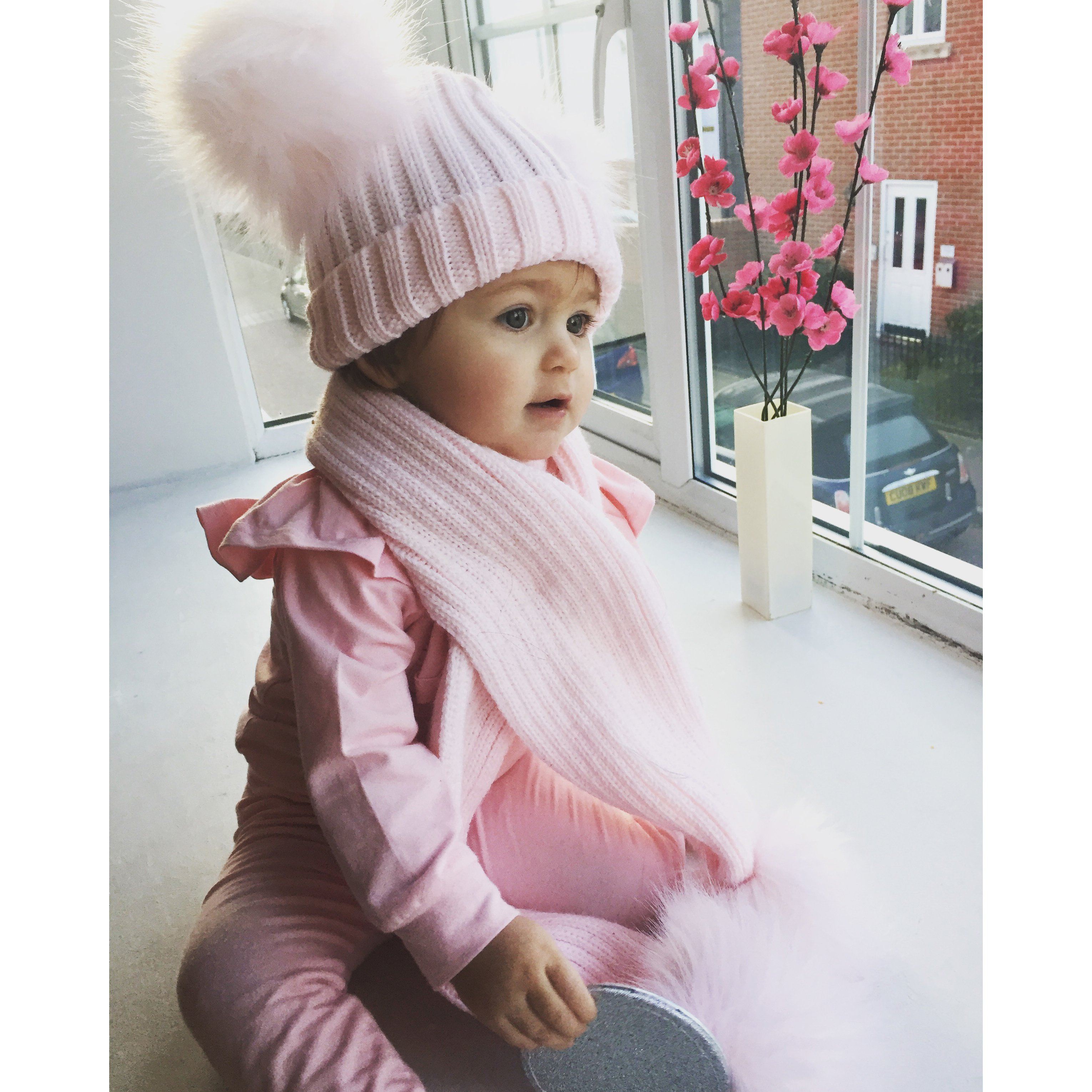Cozy Knitted Double Faux Fur Pom Pom Winter Hat for Women - Warm Beanie with Soft Faux Fur Balls - Perfect for Cold Weather, Snow Days & Outdoor Activities