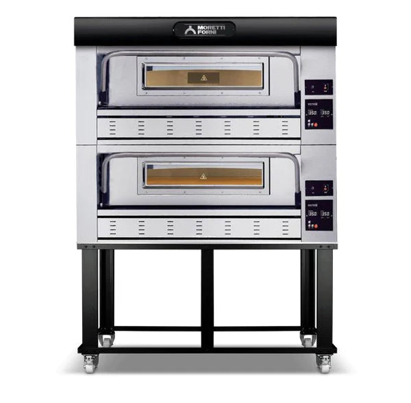 AMPTO P110G Commercial Gas Pizza Oven - 44'' x 44'' x 7'' Cooking Chamber, 2 Decks for High Volume Baking | Perfect for Pizzerias, Restaurants & Catering Businesses