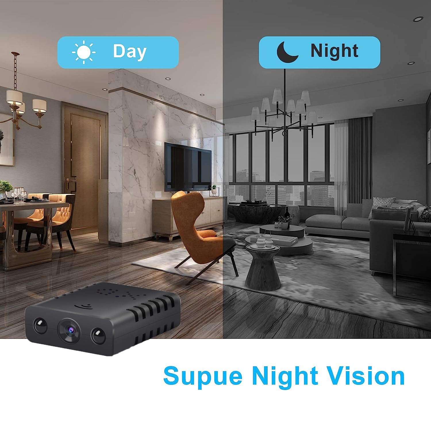 Mini Wireless WiFi Security Camera 1080P HD with Night Vision - Remote Viewing on iOS & Android for Home, Baby Monitor, Pet & Indoor Surveillance
