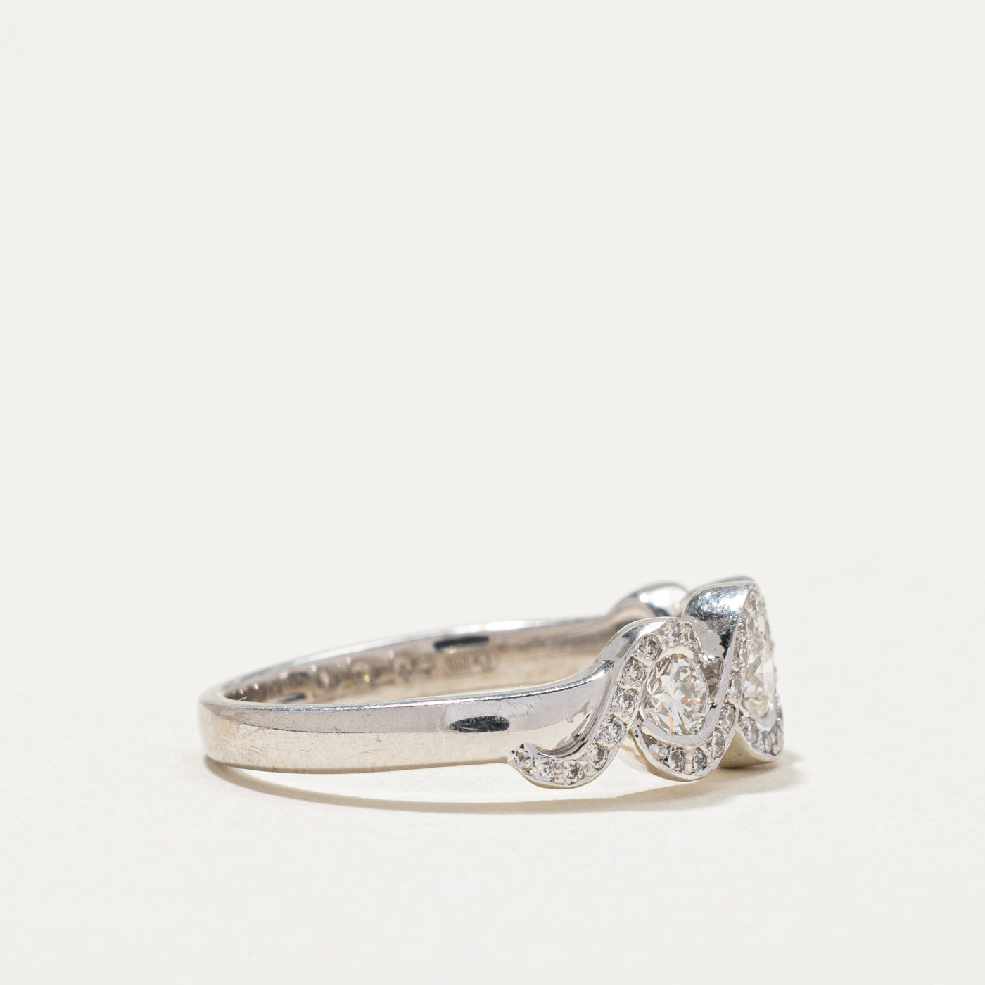 0.61ctw Three Stone Diamond Halo Crossover Ring - Size 6.5 | Elegant Engagement & Wedding Band | Perfect for Proposals, Anniversaries & Special Occasions