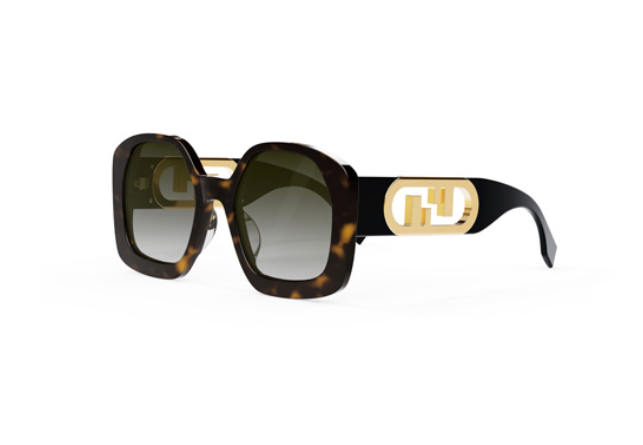 Fendi O'LOCK FE40048U 52F Dark Havana/Brown Gradient Square Women's Sunglasses | UV Protection Fashion Shades for Beach, Driving & Outdoor Activities