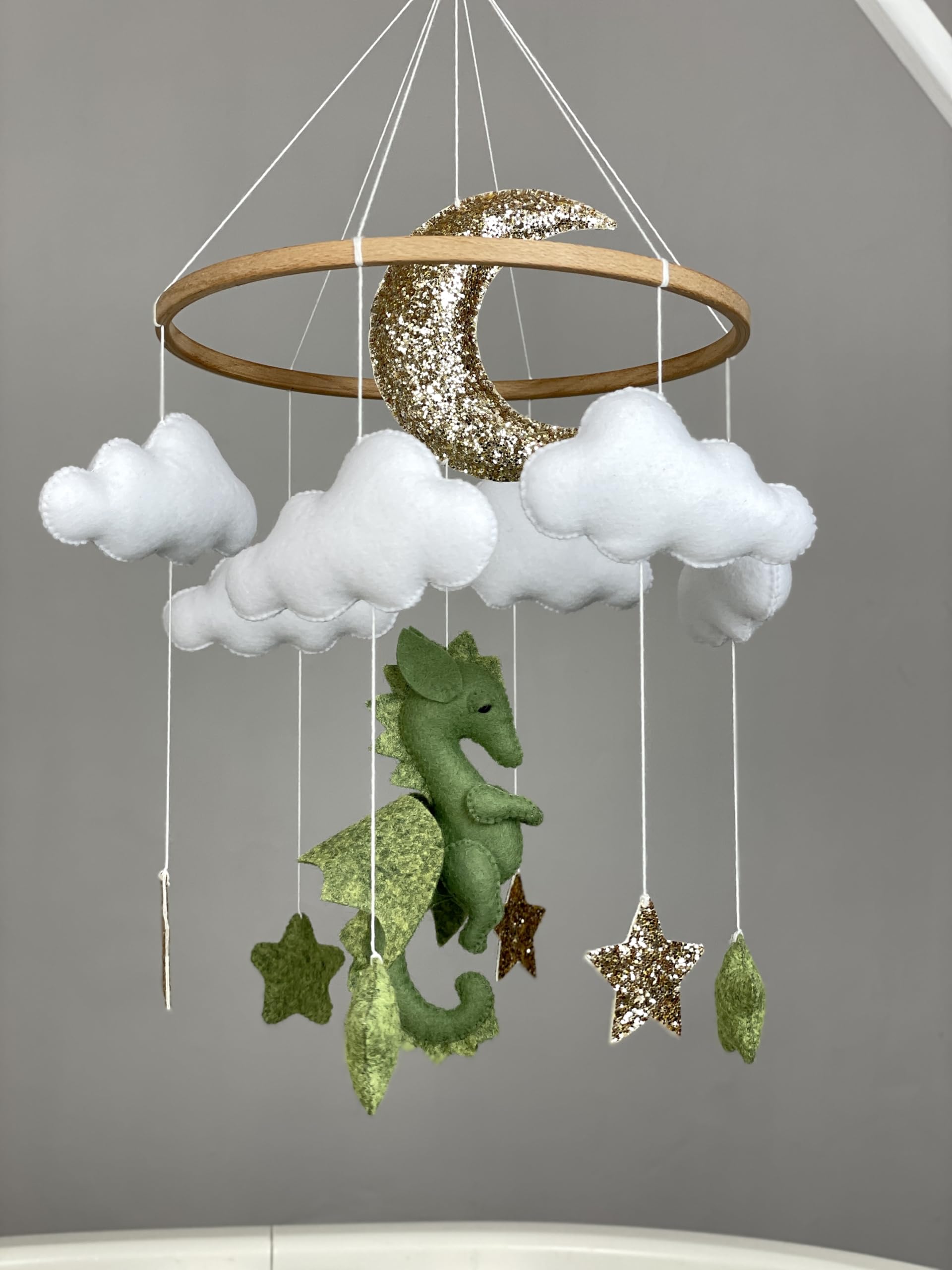 **Neutral Dragon Baby Crib Mobile - Fantasy Nursery Decor for Boys & Girls, Perfect New Baby Gift for Baby Showers & Nursery Themes**