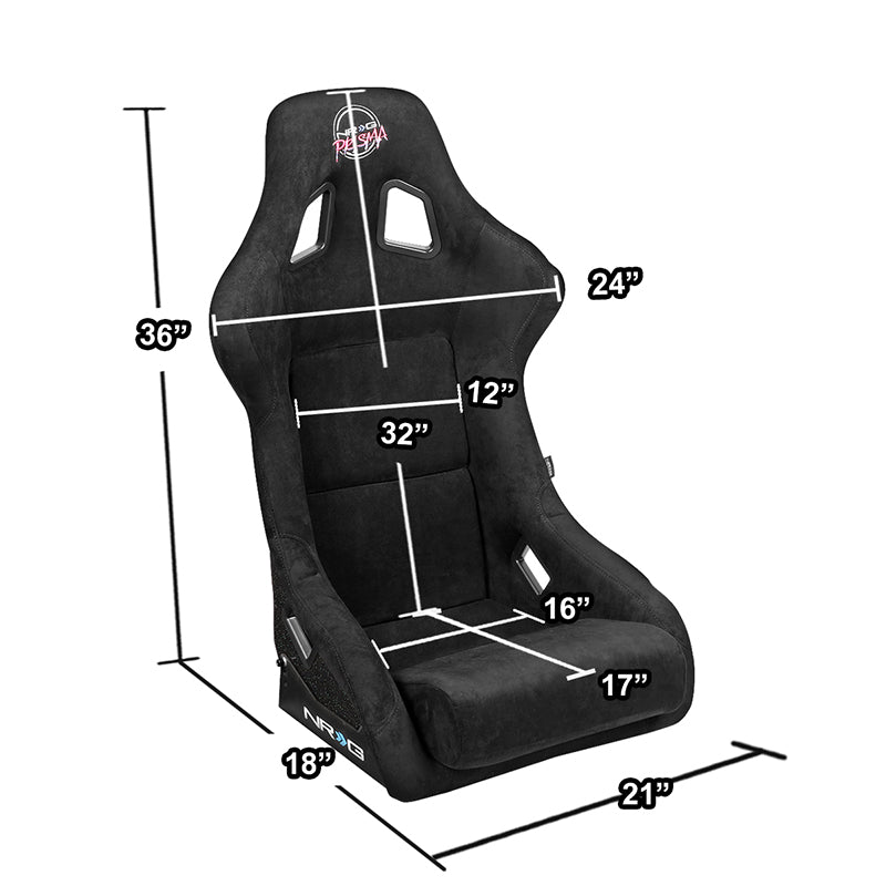 1 Piece Fiberglass Alcantara Bucket Racing Seat - Universal Fit for Cars, Trucks & SUVs - Lightweight & Durable Racing Style Seat for Track, Drifting & Street Performance