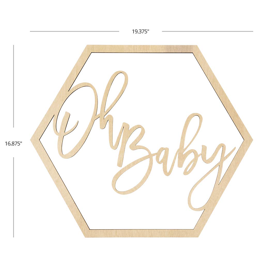 Koyal Wholesale Large Wooden Baby Shower Sign - 'Oh Baby' Gender Reveal Party Banner & Event Decoration - Perfect for Baby Showers, Gender Reveal Parties & Nursery Decor
