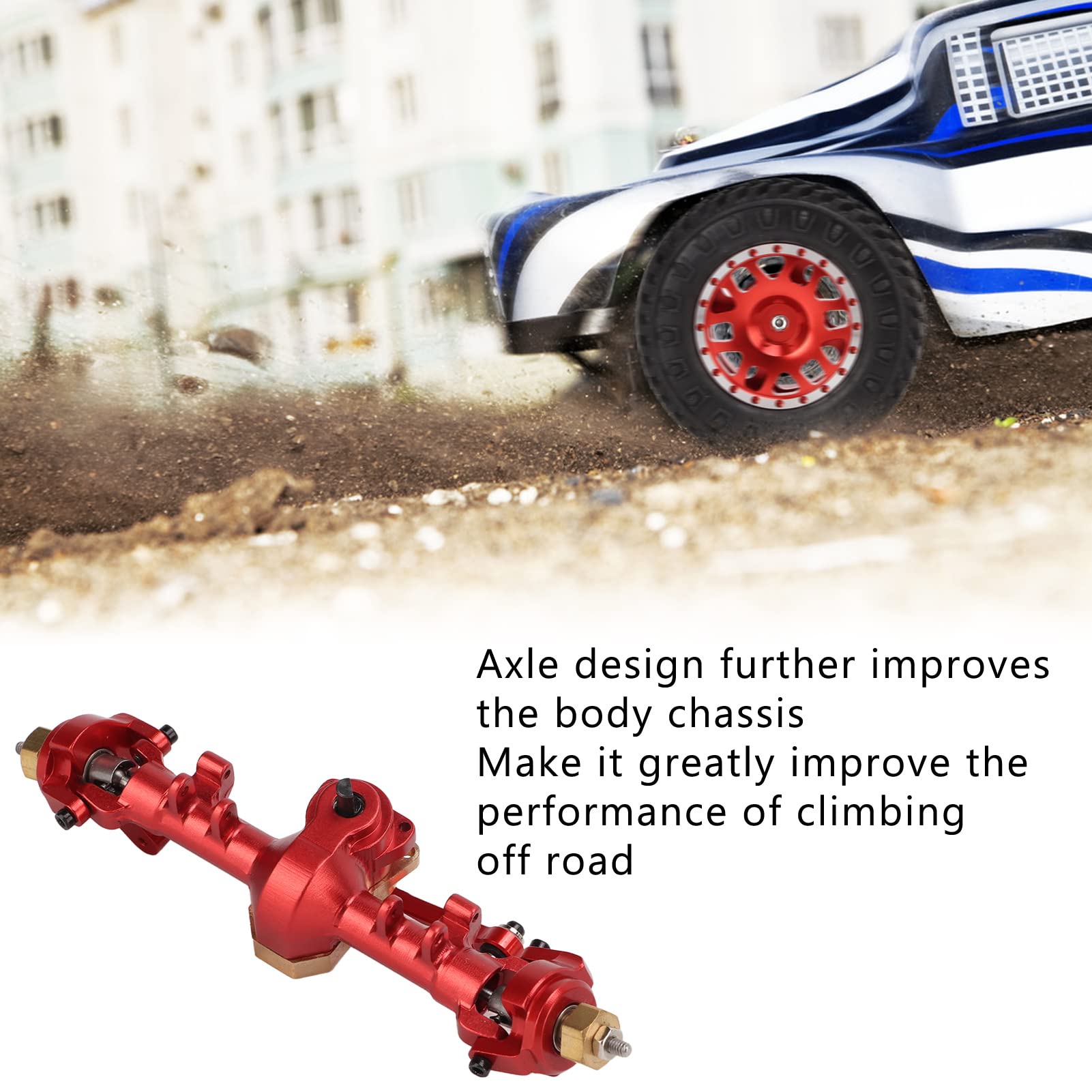 Aluminum Alloy & Brass RC Front Axle Assembly for Axial SCX24 AXI90081 1/24 Scale Crawler Truck - Red | Durable Off-Road Upgrade for Rock Crawling & Trail Adventures