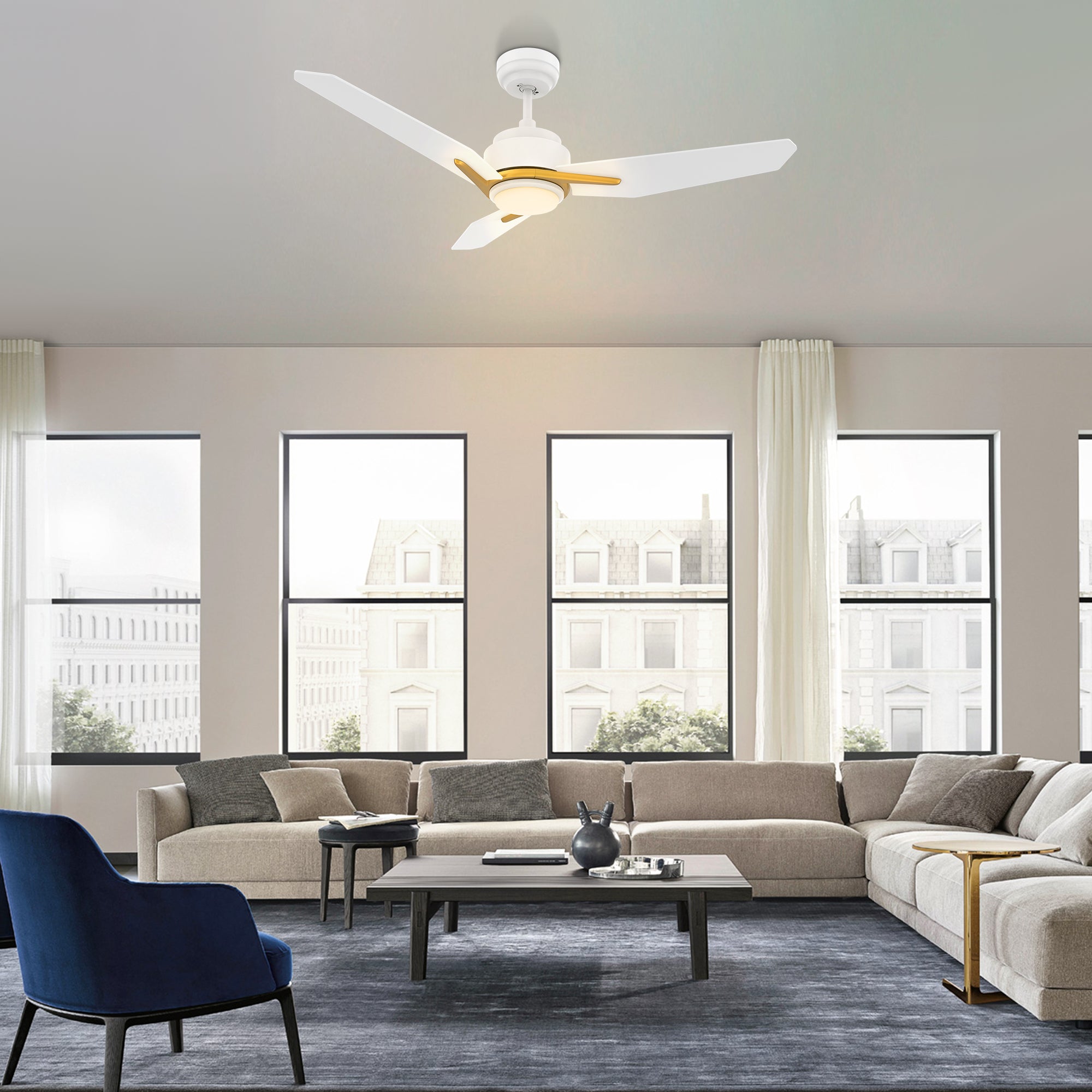 Tilbury 48 Inch Smart Outdoor Ceiling Fan with Remote Control - Dimmable LED Light, Weather Resistant, Energy Efficient - Perfect for Patio, Deck, Porch and Backyard