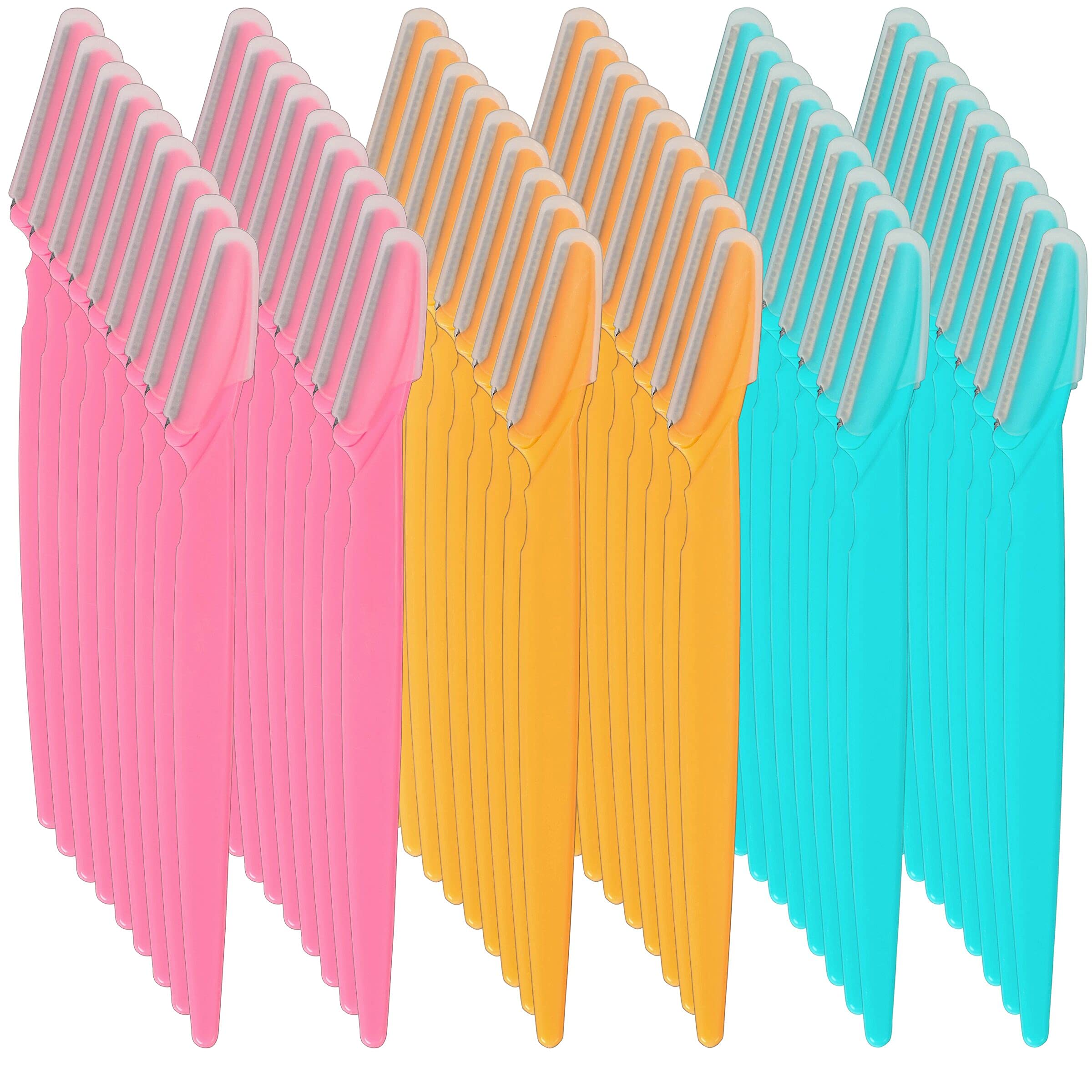 54 Pcs Eyebrow Razors with Safety Cover - Face Razor for Women & Men | Peach Fuzz Remover, Eyebrow Trimmer & Shaper (3 Colors) | Perfect for Eyebrow Grooming, Facial Hair Removal & At-Home Beauty Care