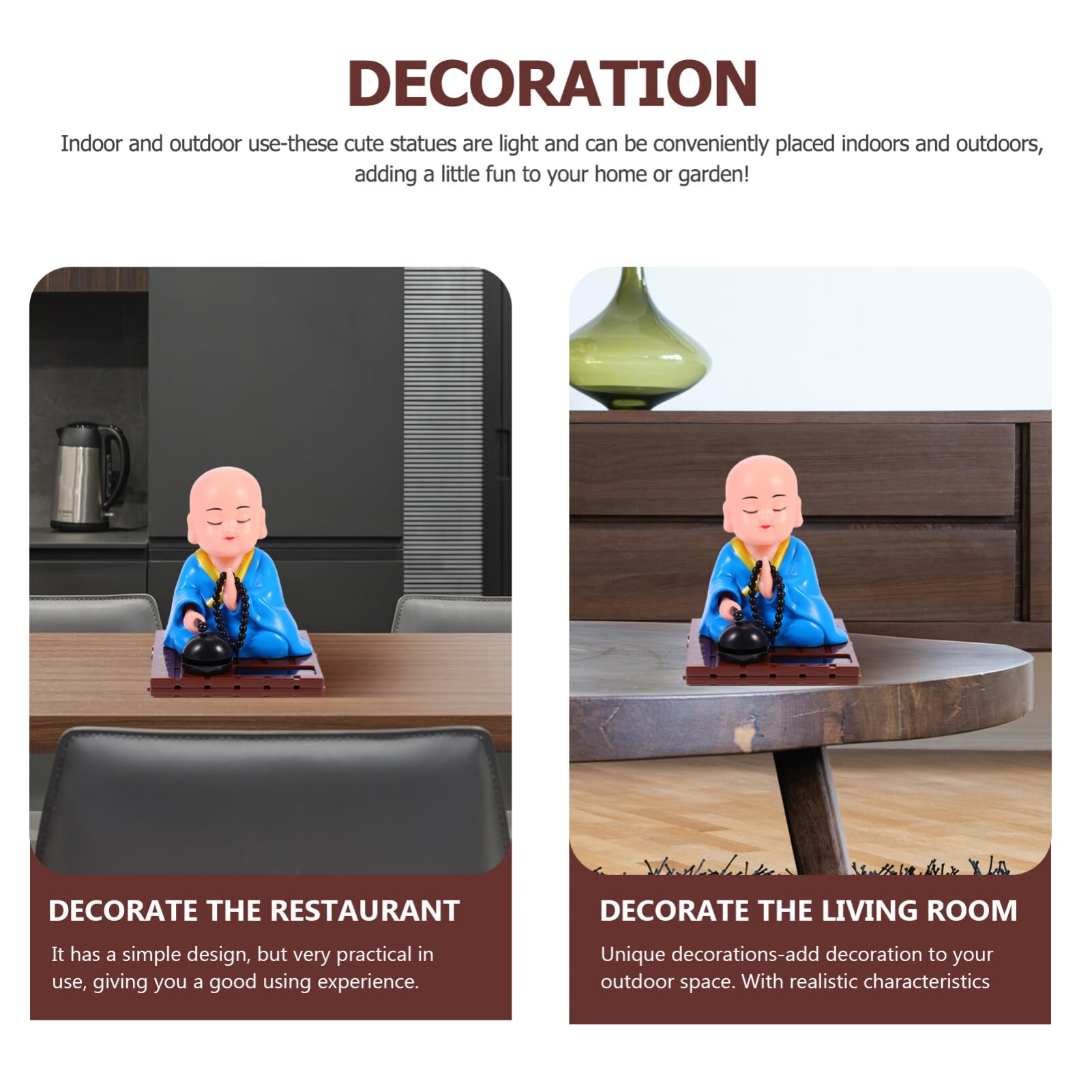 FAVOMOTO Solar Monk Figurine - Buddha Car & Home Decor for Dashboard