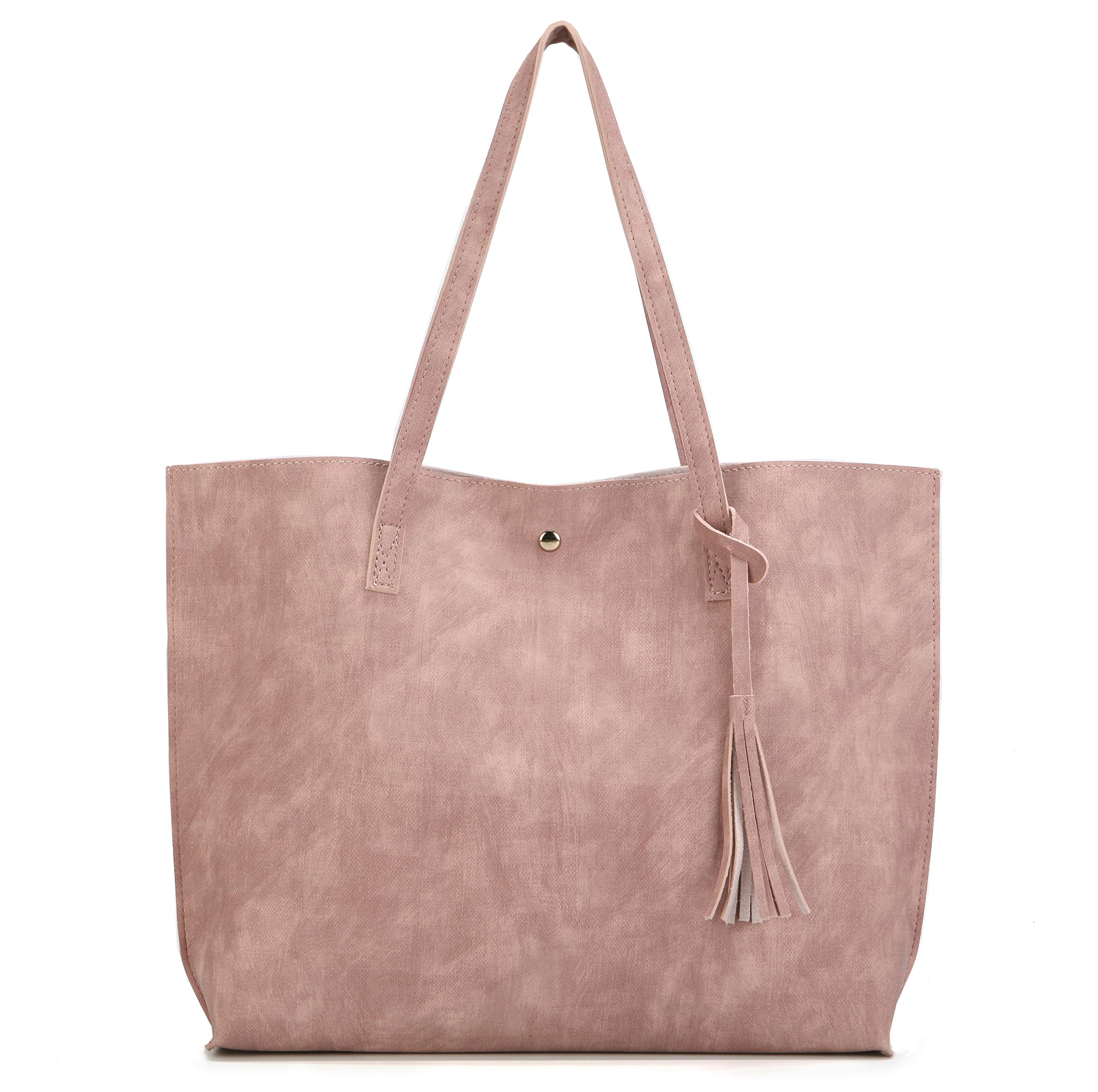 Stylish Women's PU Faux Leather Tote Bag with Top Handle & Detachable Shoulder Strap - Fashionable Satchel Purse with Tassel Accent for Work, Travel & Everyday Use
