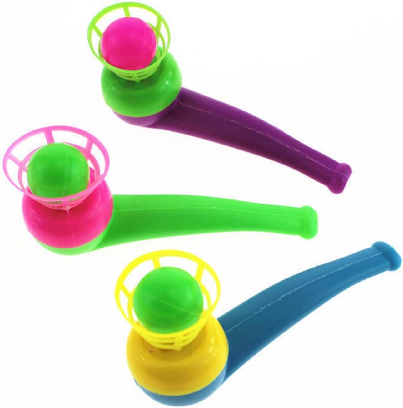 3pcs Random Color Floating Blow Pipe Balls Game Toys - Stress Reliever Balance Blowing Toys for Toddlers, Kids & Adults - Funny Party Supplies for Indoor & Outdoor Play, Family Gatherings, and Classroom Activities