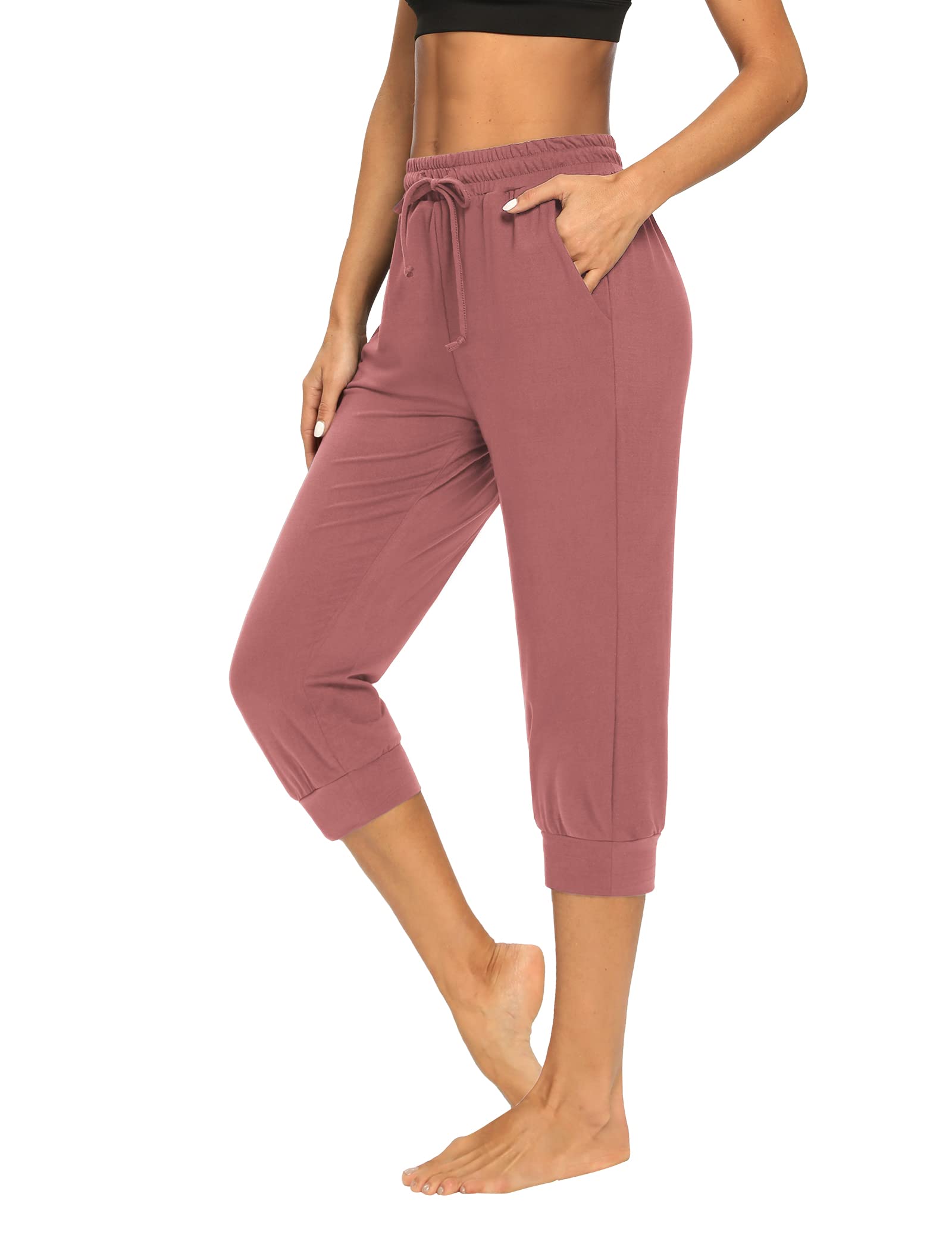 Women's Capri Yoga Pants - Loose Fit Comfortable Workout Sweatpants with Drawstring & Pockets | Perfect for Yoga, Jogging, Lounge & Sleepwear