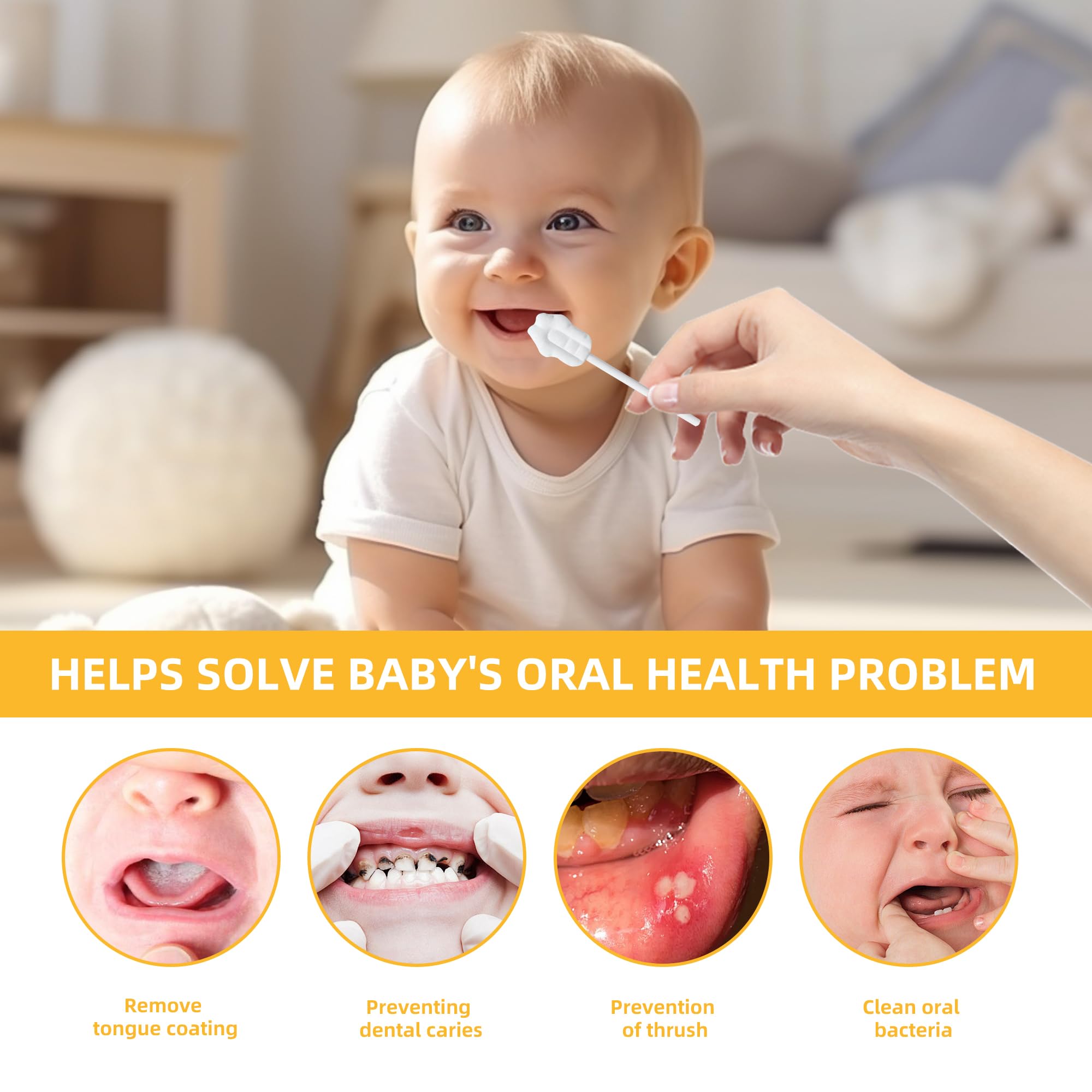 EASICUTI 52PCS Baby Tongue Cleaner & Toothbrush Set for Newborns 0-36 Months - Disposable Infant Oral Care Kit with Gum Cleaner Stick & 2 Finger Toothbrushes - Perfect for Daily Baby Dental Hygiene at Home or Travel