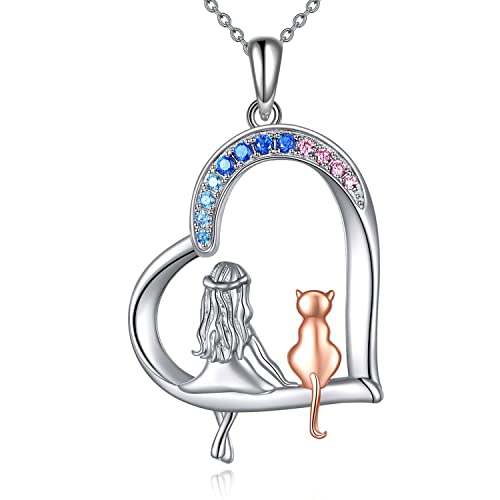 Silver and cat necklace