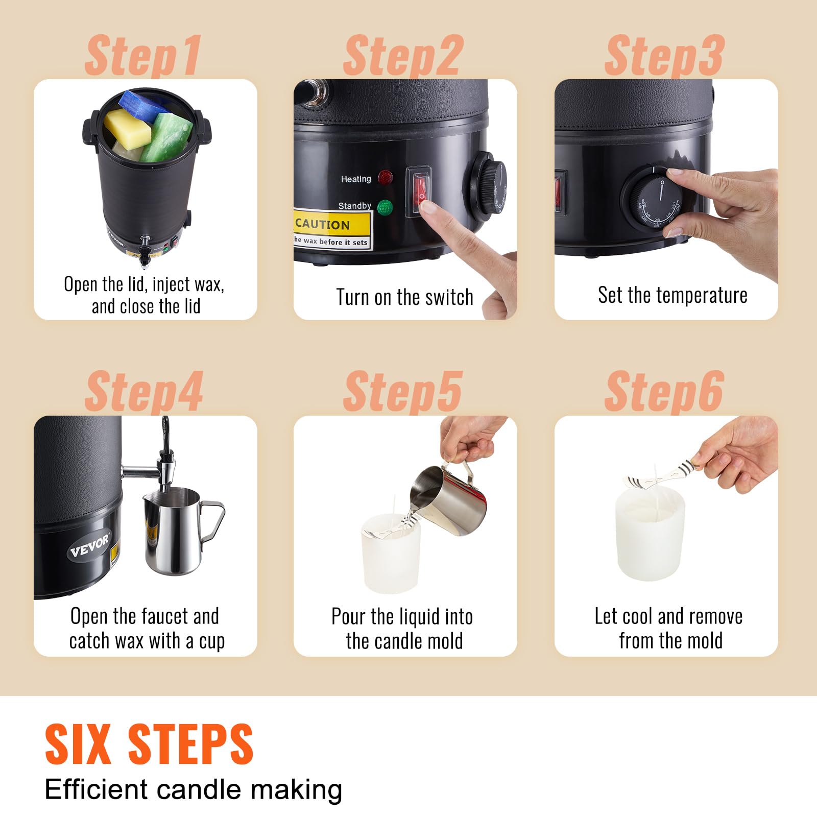 VEVOR 10L Extra Large Electric Wax Melting Pot for Candle Making - 9-Level Temperature Control, Easy Pour Spout & Clean Design - Perfect for DIY Candle, Soap, Cream Production at Home or Business (Ideal for Small Batch Crafting & Beauty Product Manufacturing)