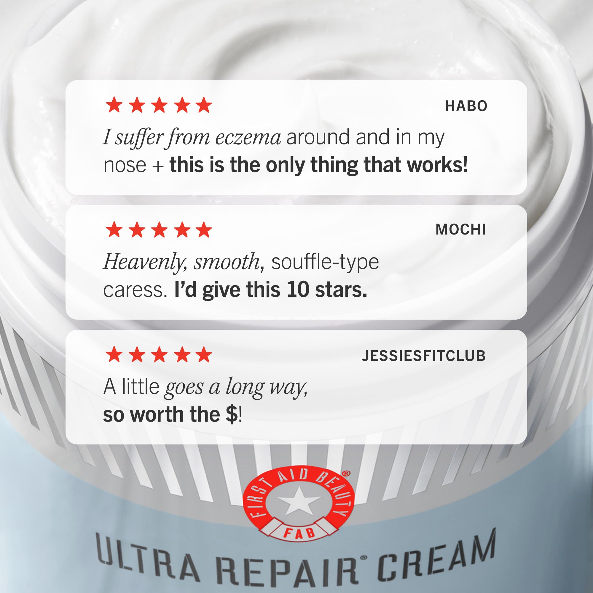First Aid Beauty Ultra Repair Cream - Intense Hydration Colloidal Oatmeal Moisturizer for Face & Body | Clinically Proven to Strengthen Skin Barrier in 7 Days | Eczema Relief | 6 oz | Perfect for Dry, Sensitive Skin & Winter Care Routine