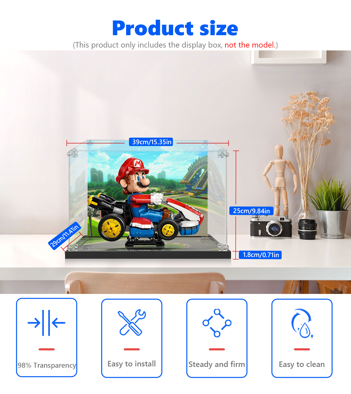 LEGO® Super Mario™ Mario Kart™ Display Case for 72037 Set - Protective Showcase for Collectible Mario & Standard Kart - Perfect for Home Decor, Office Display, and LEGO® Enthusiast Collections