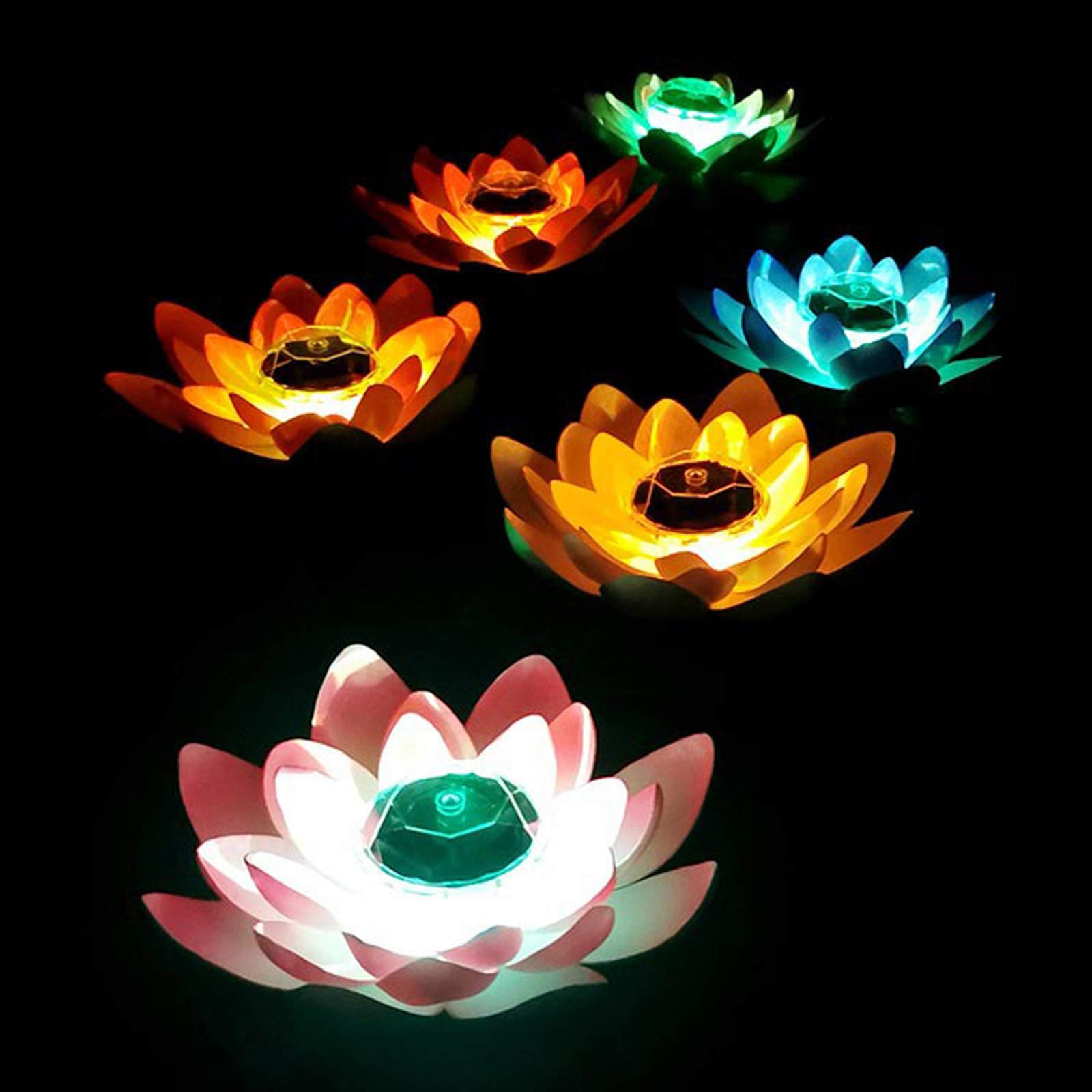 Solar Powered LED Floating Lotus Light - Waterproof Color Changing Pool & Pond Lights for Garden, Wedding, Party Decoration (Red) - Perfect for Outdoor Nighttime Ambiance