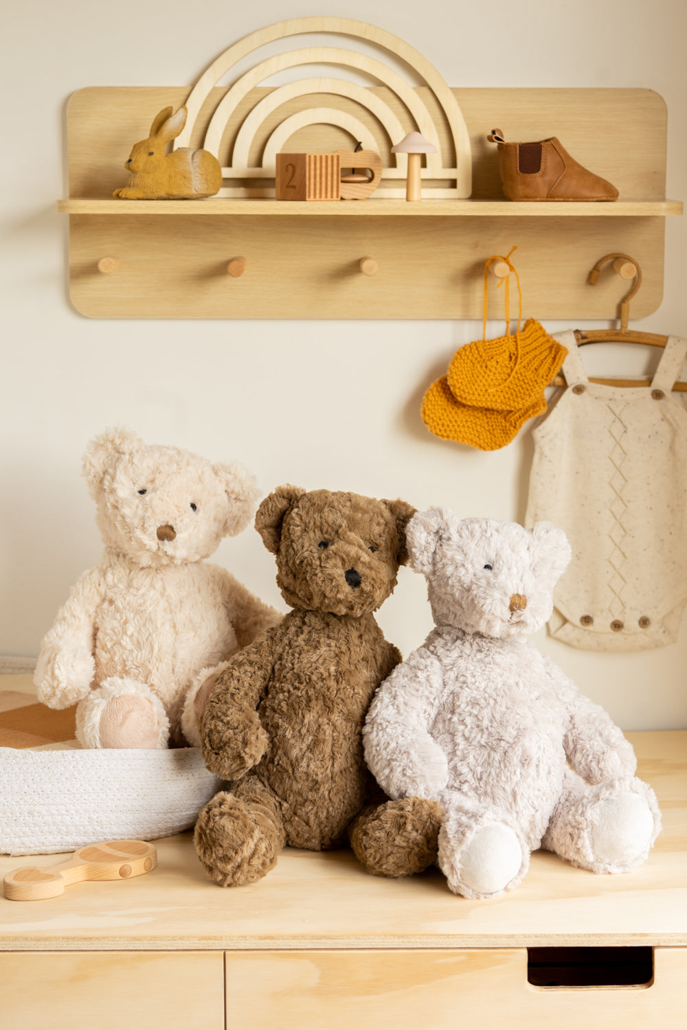 Adorable Trio of Plush Teddy Bears - Soft & Cuddly Stuffed Animals for Kids, Gifts, Nursery Decor, and Comforting Companions