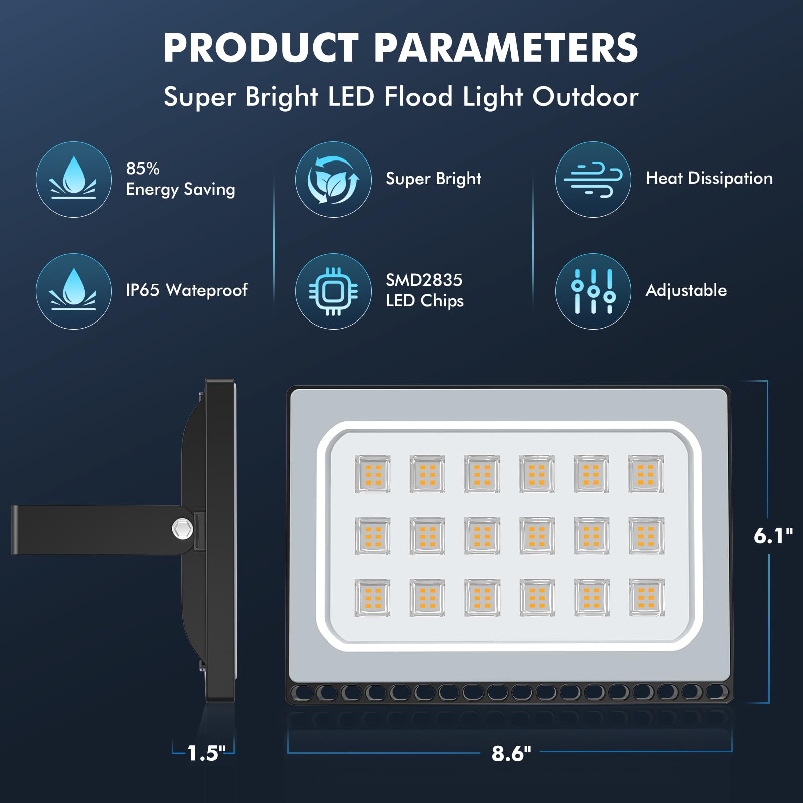 Viugreum 10 Pack 100W LED Flood Lights Outdoor Waterproof IP67 - 110V 10000LM Super Bright Warm White (3000K) Security Wall Landscape Lights with US Plug - Perfect for Driveway, Backyard, Garden, and Building Exterior Lighting