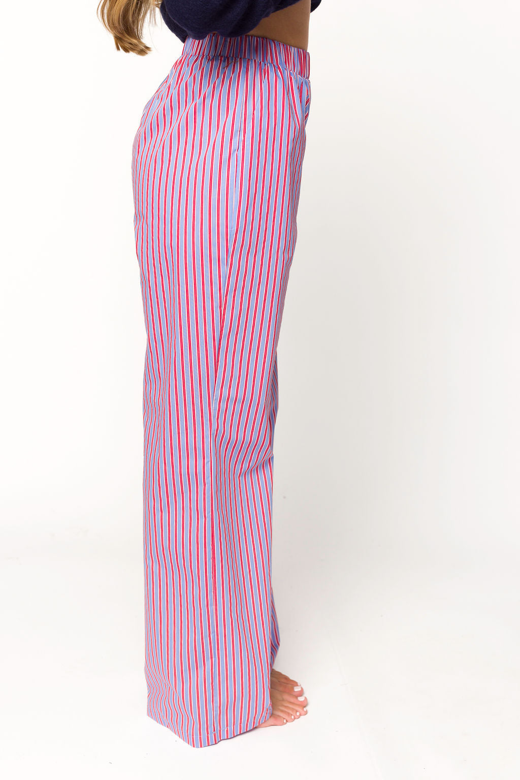 Women's Soft Shea Striped Pajama Pants - Blue & Red Flannel Sleepwear for Cozy Nights & Lounging at Home