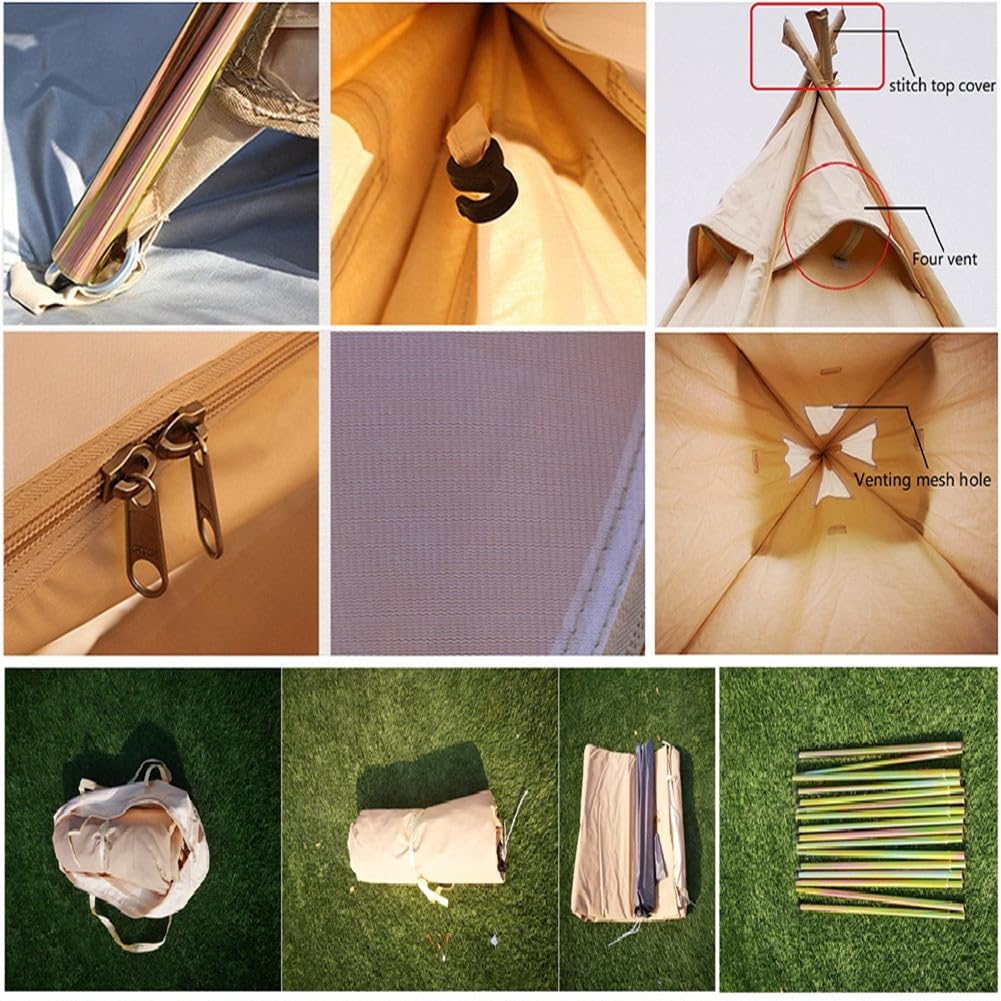 2 Person Outdoor Camping Tent - 2M Large Canvas Pyramid Teepee Tent for Adults - Perfect for Backpacking, Hiking & Glamping Adventures