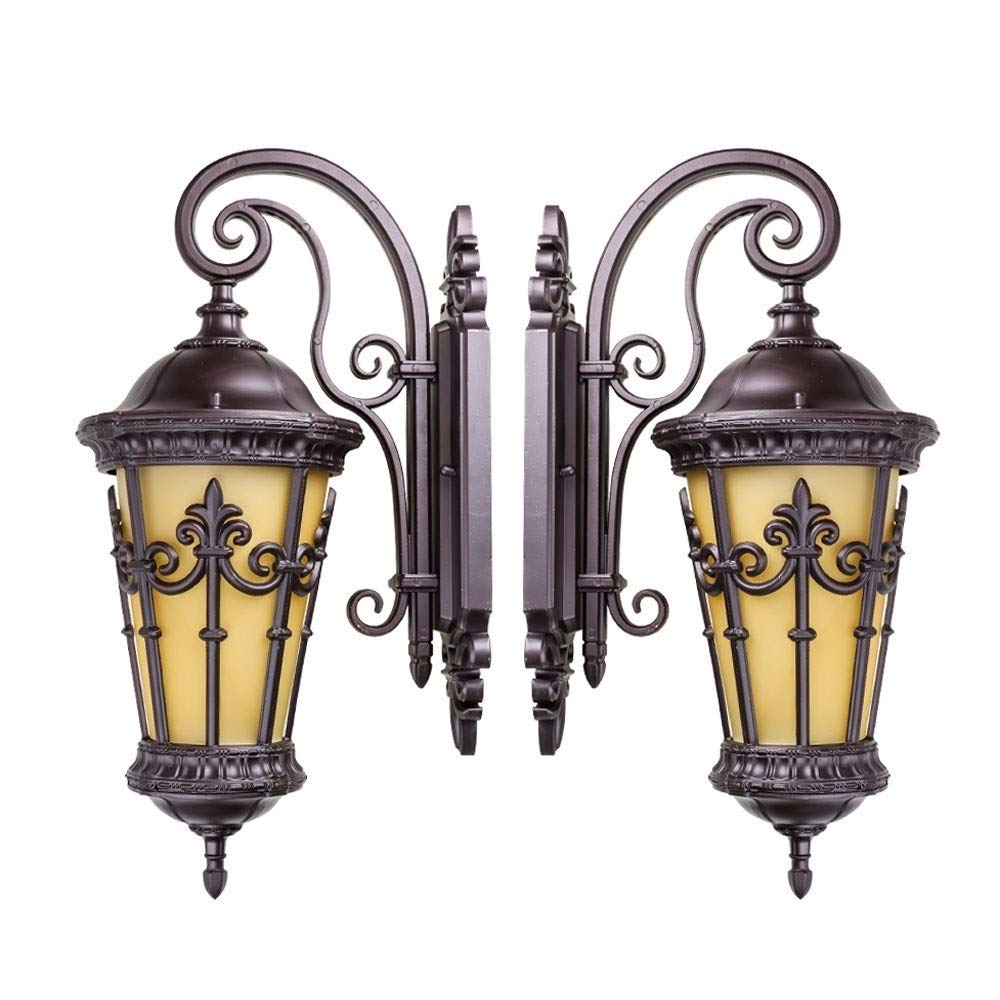Black Waterproof Outdoor Wall Light Fixtures - 2 Pack Exterior Wall Lanterns with Hammered Glass Shade for Porch, Garden, and House Entrance Lighting | Durable Weatherproof Sconce for Outdoor Use