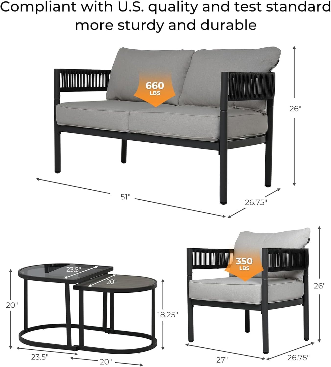 6-Piece Wicker Patio Furniture Set with Beige Cushions & Coffee Table - Outdoor Sofa Conversation Set for Backyard, Garden, Balcony - Perfect for Relaxing, Entertaining & Lounging in Your Outdoor Space