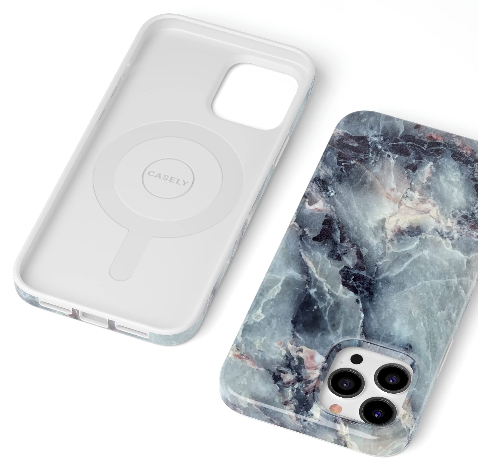 Casely iPhone 13 Pro Max Case with MagSafe - Shockproof Protective Cover, Blue Marble Design | Slim Fit & Wireless Charging Compatible | Perfect for Everyday Use, Travel & Outdoor Activities