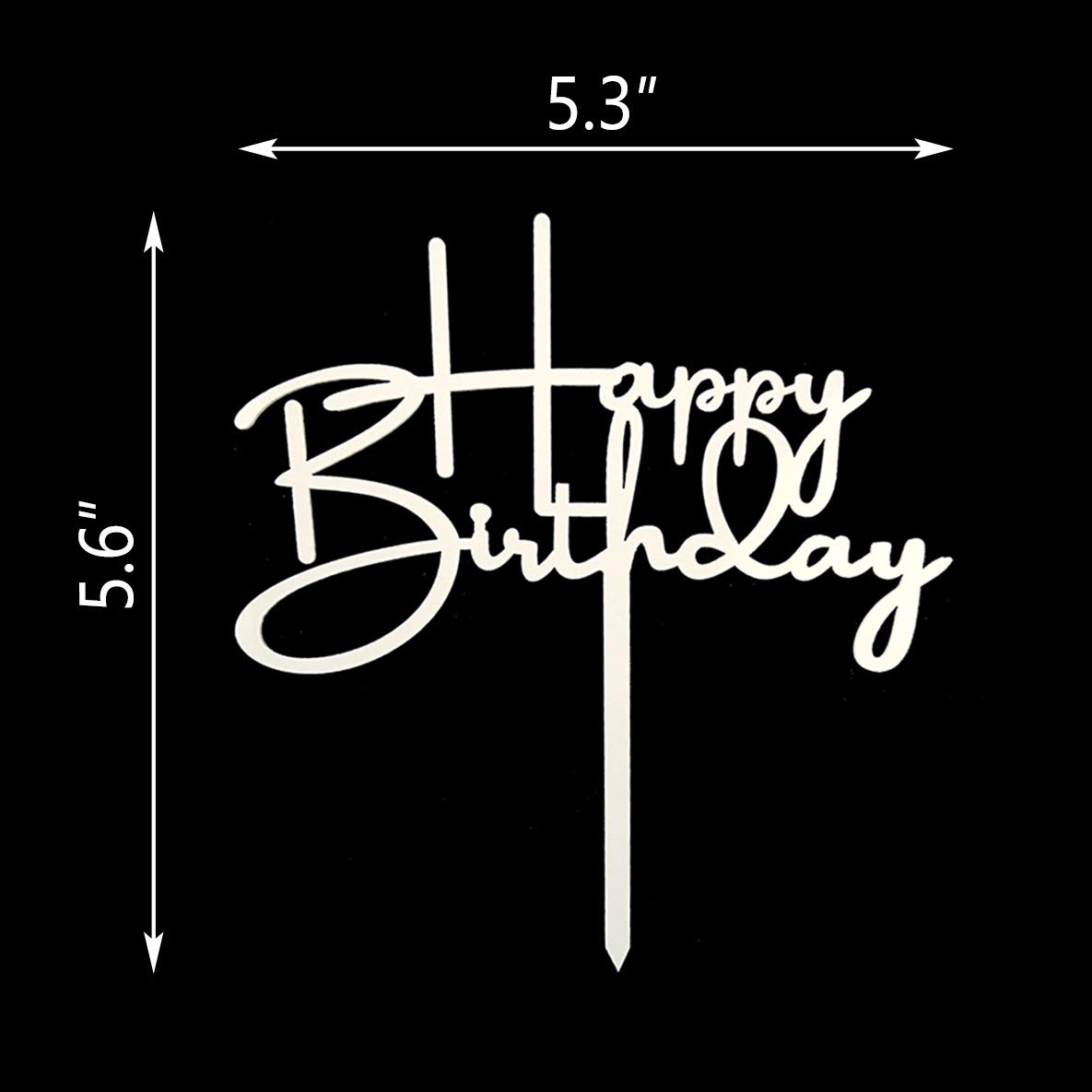 Elegant Off-White Acrylic Happy Birthday Cake Topper - Perfect for Birthday Party Decorations, Wedding Anniversaries & Special Celebrations