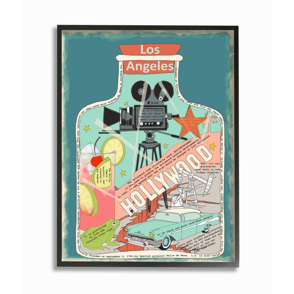 Stupell Industries Vintage City Jar Los Angeles California Fun Facts Wall Art - 24