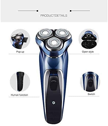3D Rechargeable Waterproof Electric Shaver for Men - Cordless Rotary Razor with Pop-up Trimmer, Silver | Perfect for Travel, Gym & Daily Grooming