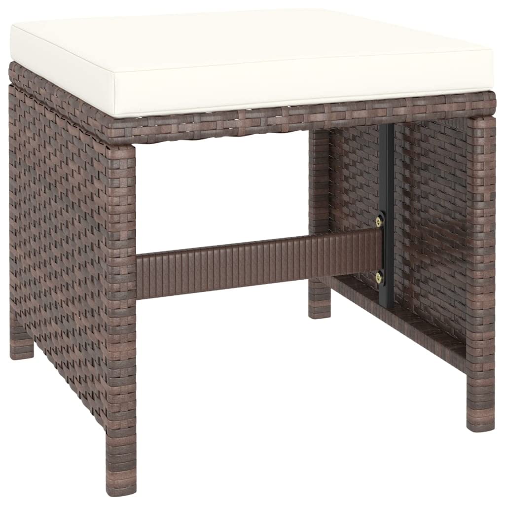 6-Piece Brown Poly Rattan Outdoor Dining Set with Cushions - Perfect for Patio, Garden, and Backyard Entertaining