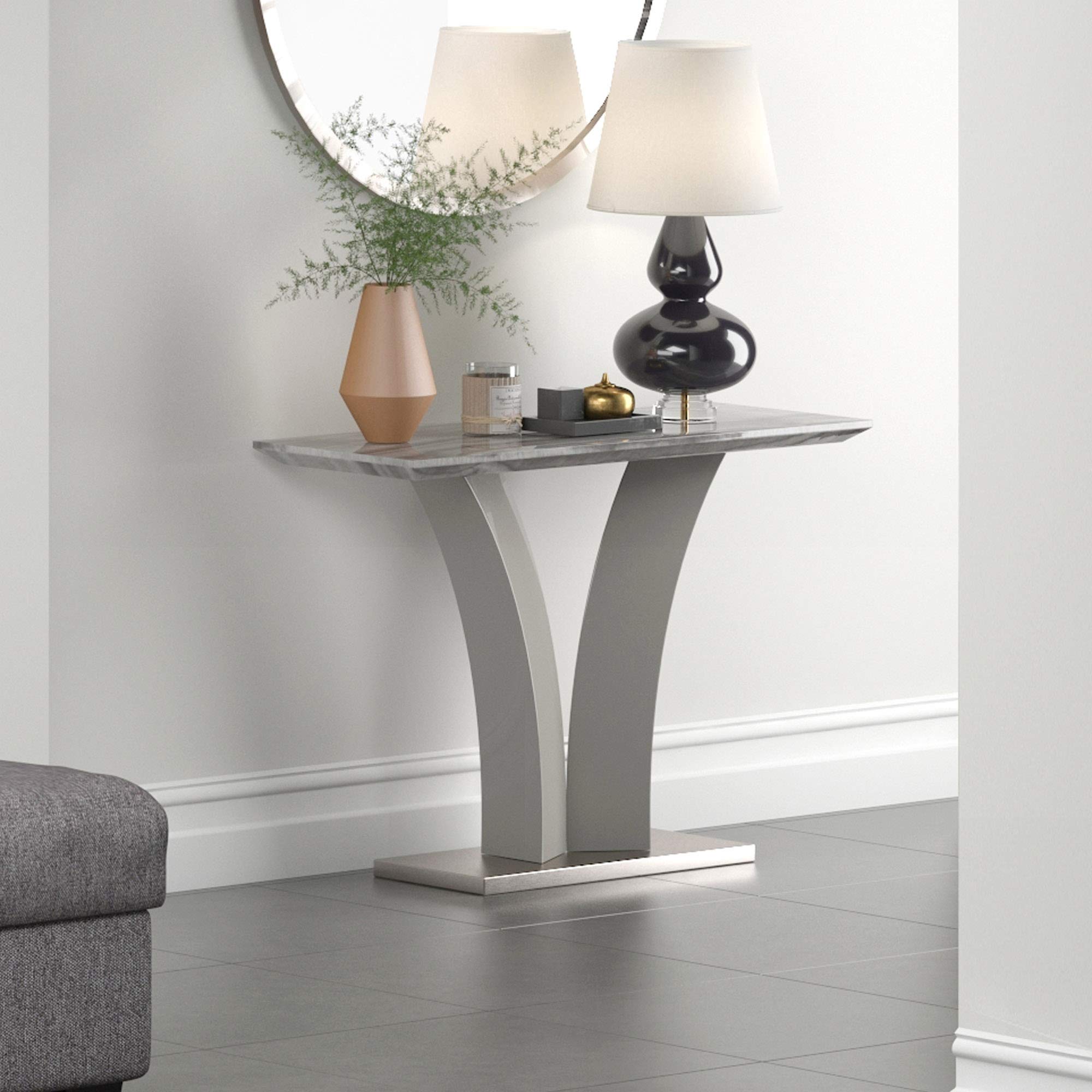 Modern Grey Napoli Console Table - Entryway Sofa Table with Storage Shelf - Perfect for Hallway, Living Room & Bedroom Decor