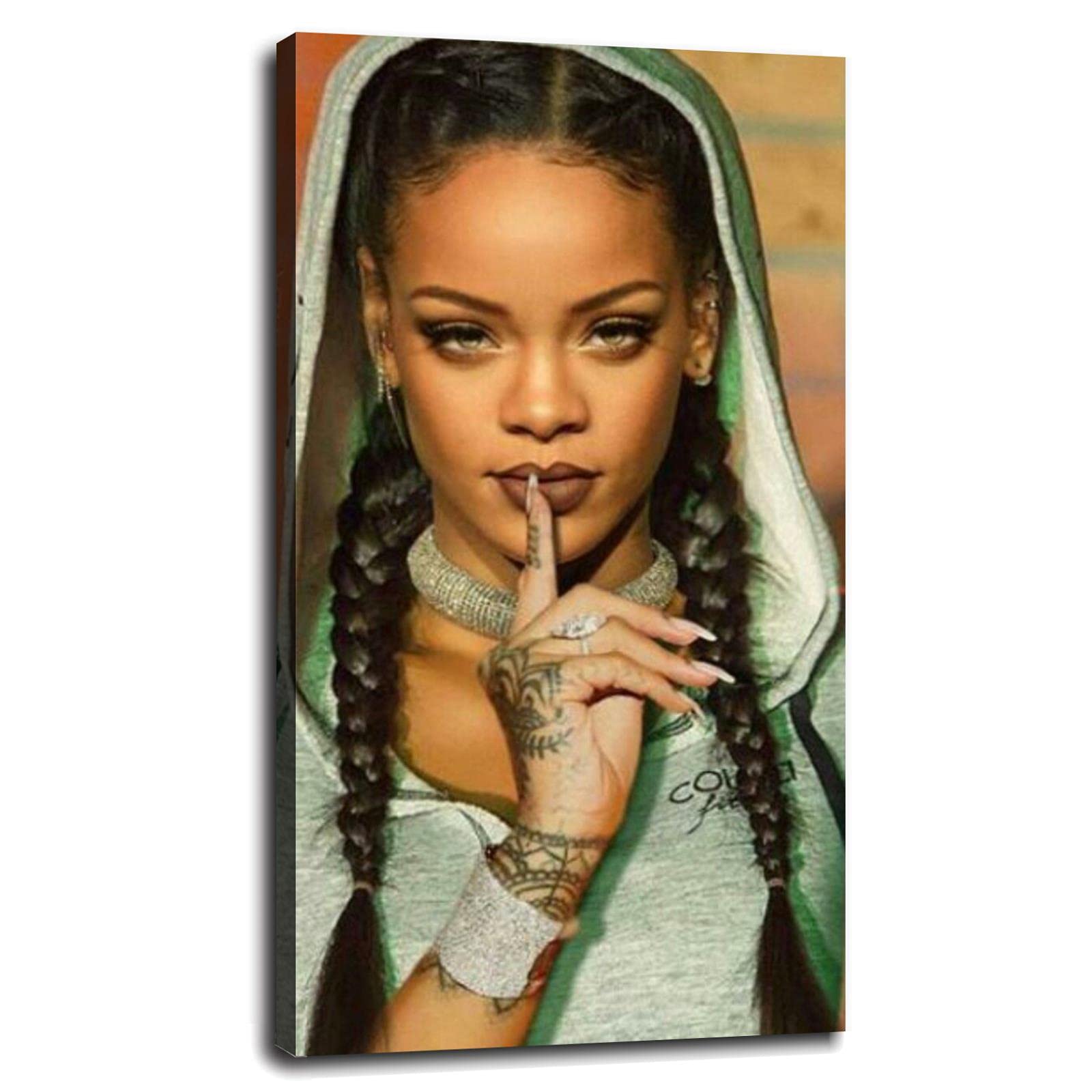 Rihanna Wall Art Canvas Print - 42x24 Inch Framed Poster for Home & Office Decor - Perfect for Living Room, Bedroom, or Music Studio