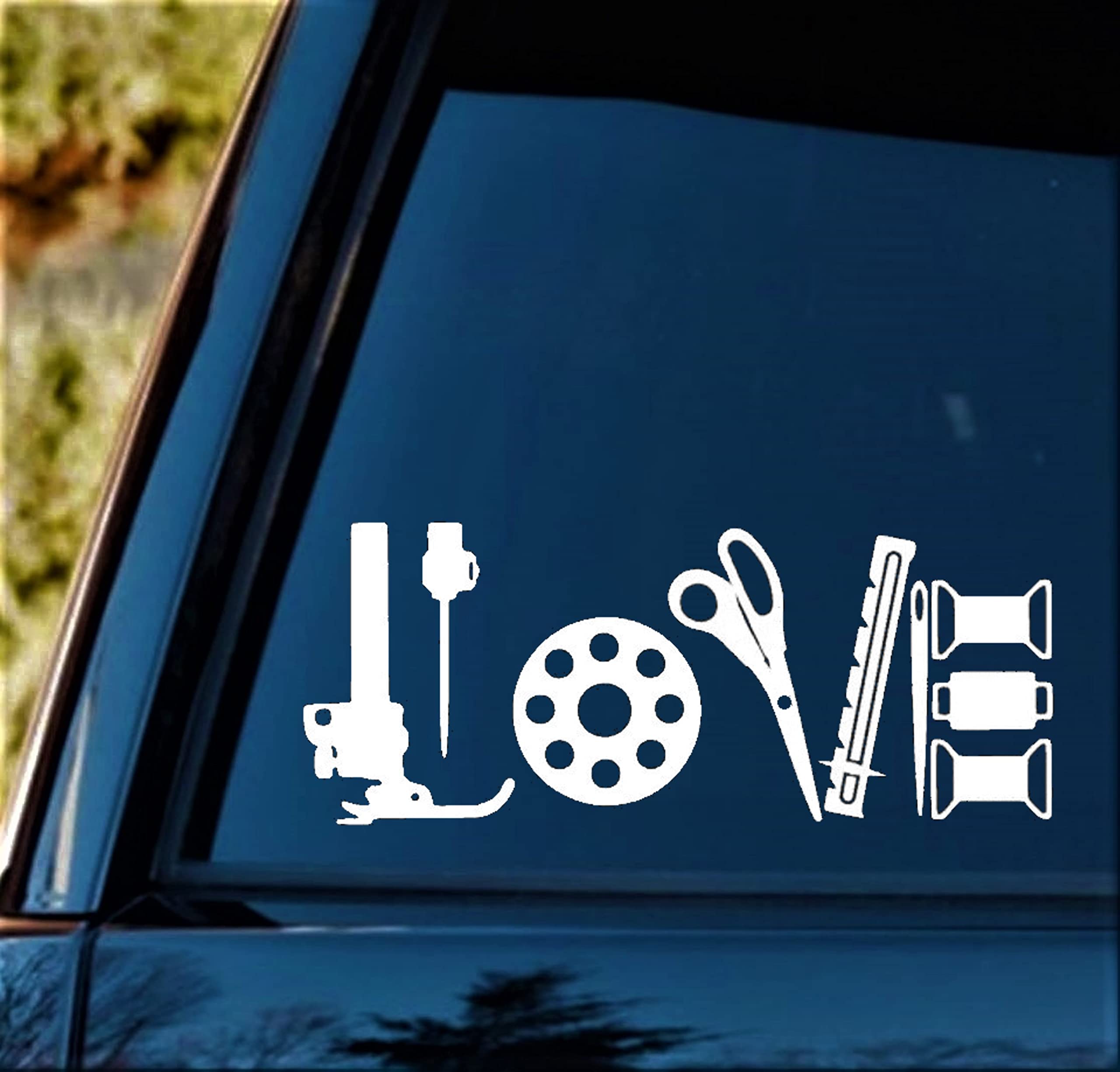 Premium Sewing Machine & Quilting Decal Sticker - Waterproof Vinyl Car Window Decal for Laptop, Tumbler, DIY Crafts - Perfect for Sewing Enthusiasts & Quilters