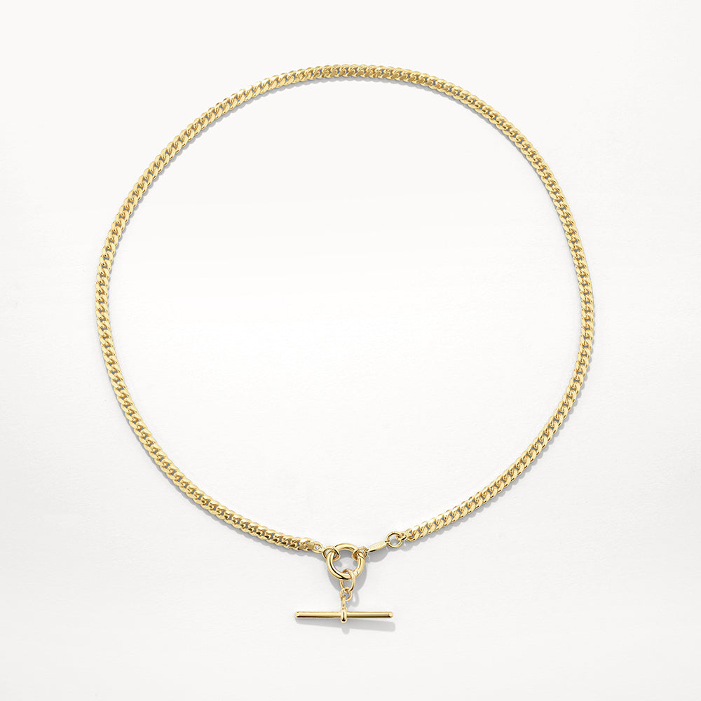 Gold Fob Curb Chain Necklace for Women - Elegant Layered Necklace Jewelry Gift for Birthday, Anniversary & Valentine's Day | Perfect for Everyday Wear, Date Night & Special Occasions