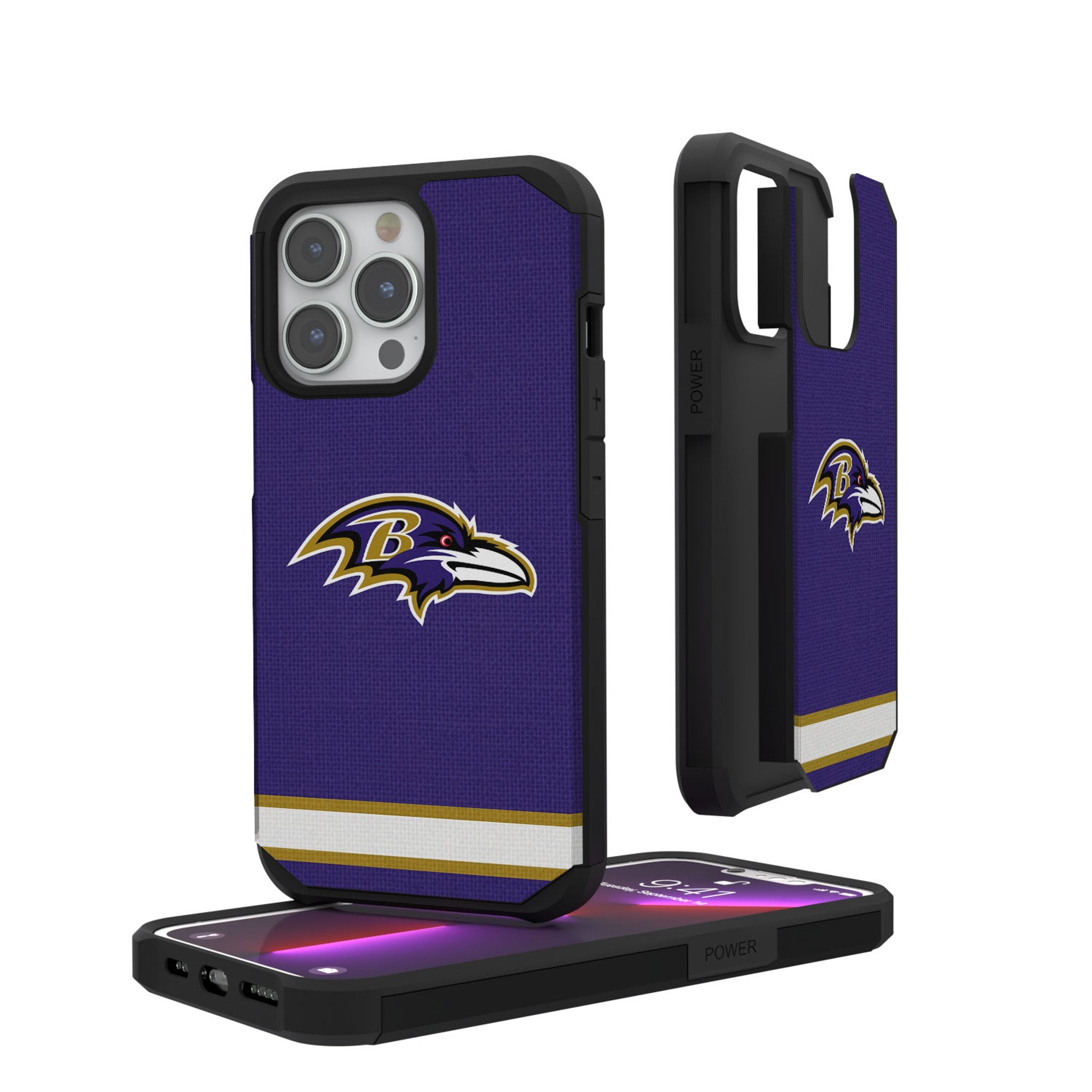 Baltimore Ravens Striped Rugged Phone Case - Durable Protective Cover for iPhone & Samsung - Perfect for Football Fans & Outdoor Adventures