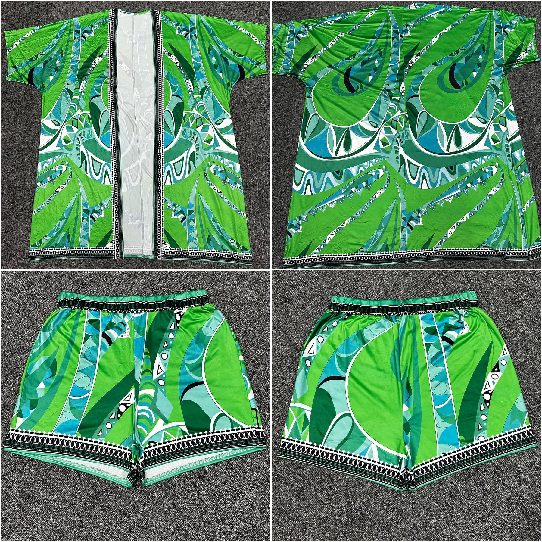 Sexy 2-Piece Women's Beach Cover Up Set - Open Front Long Cardigan & Shorts | Perfect for Summer Vacations, Pool Parties, and Resort Wear