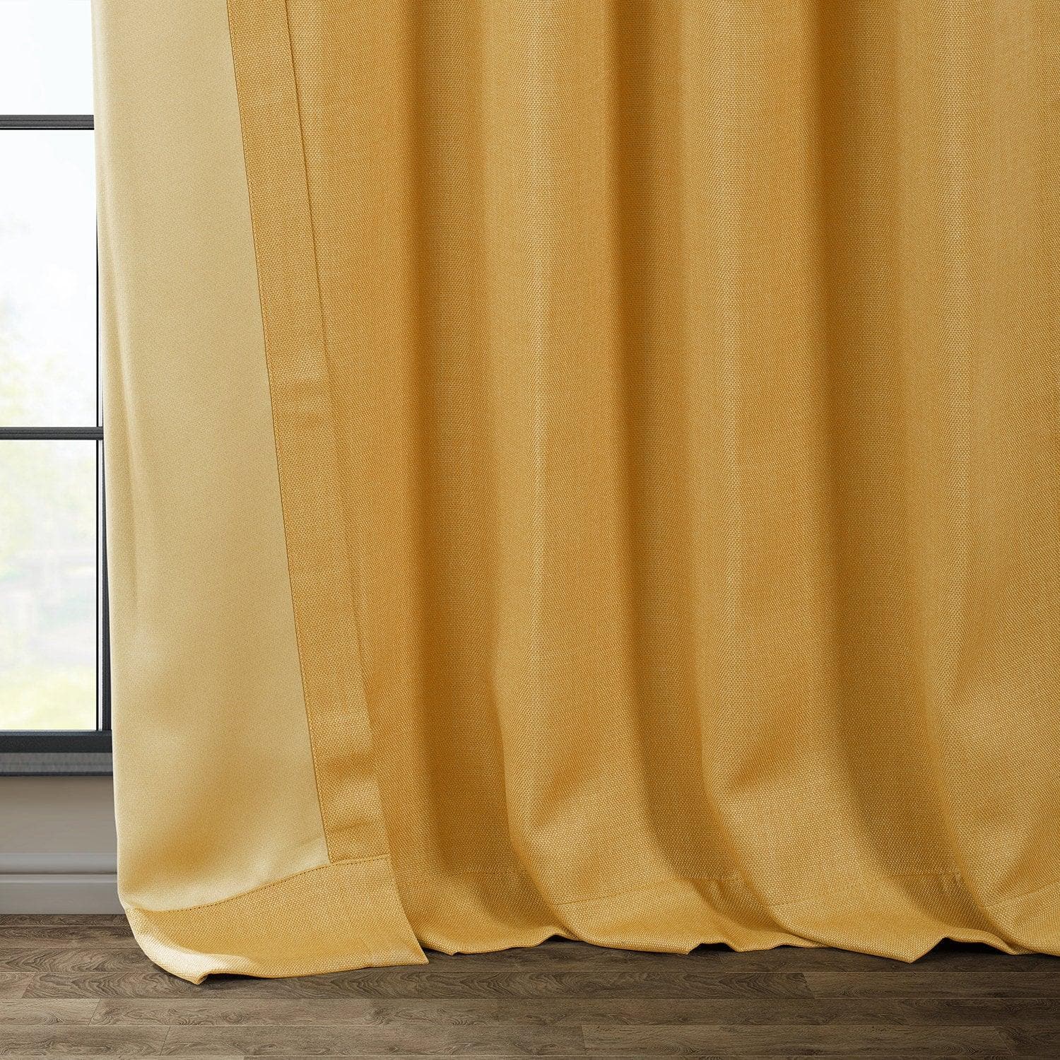 Dandelion Gold Textured Faux Linen Blackout Curtains for Bedroom & Living Room - Light Blocking Thermal Insulated Window Drapes for Home Decor