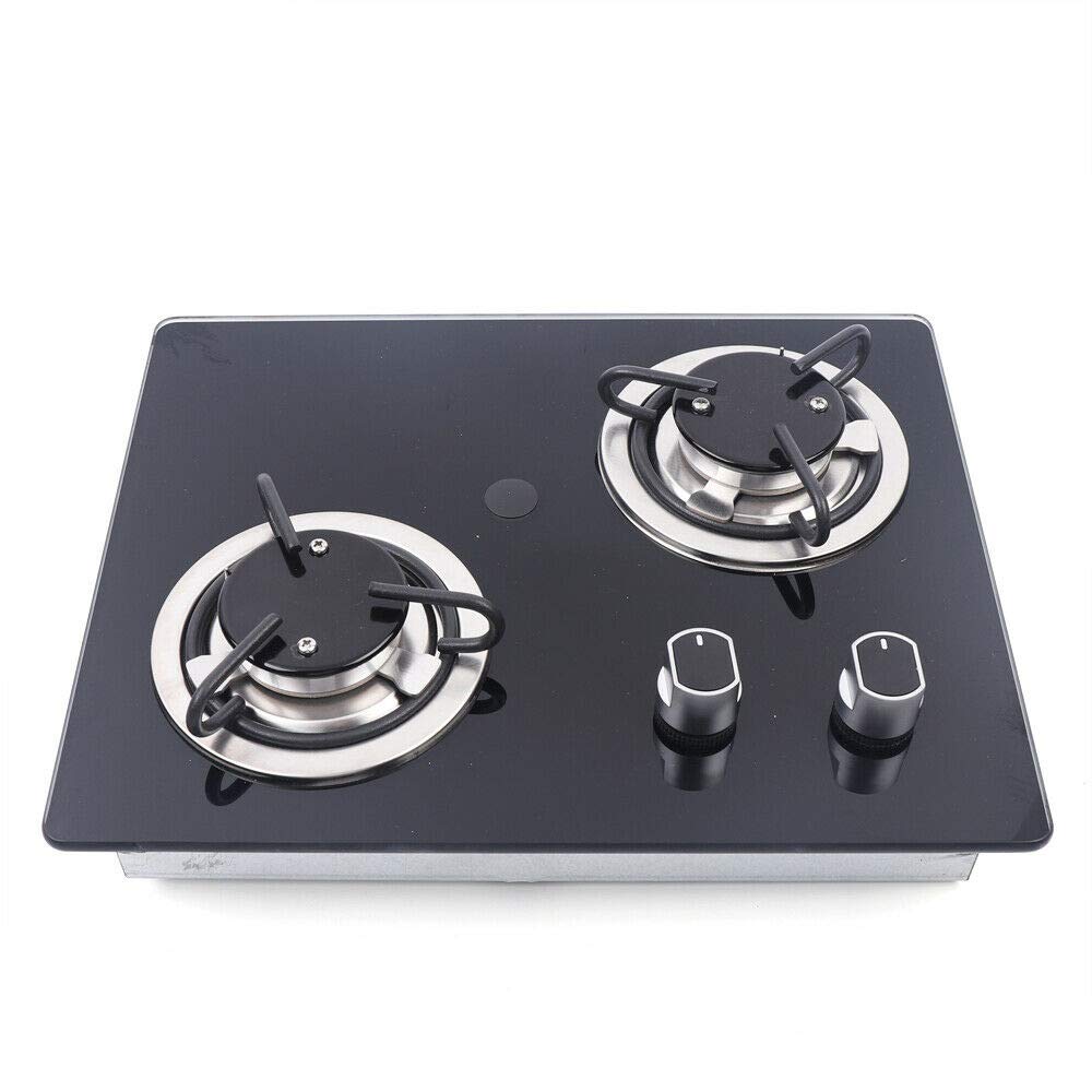 2 Burner LPG Gas Cooktop - Dual Fuel Stove Top with Tempered Glass - 15