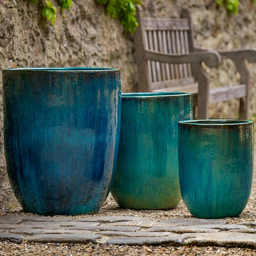 Campania International Brantome Mediterranean Style Planter Set of 3 - Outdoor Garden Decor for Patio, Balcony & Landscaping