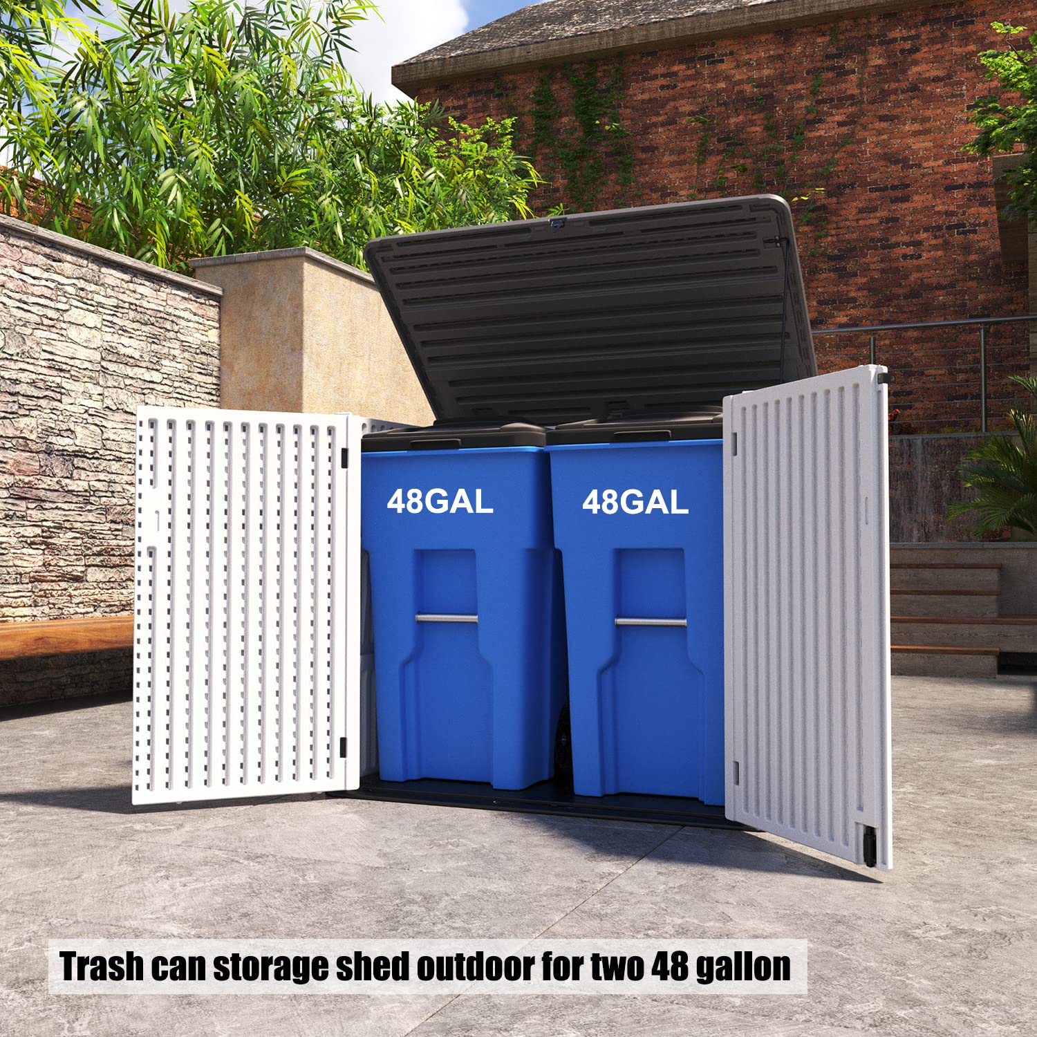 Waterproof Resin Outdoor Storage Shed 38 cu.ft - Lockable Garden Tool Organizer with Custom Shelves for Patio Furniture, Trash Cans & Garage Storage (Off White) | Perfect for Backyard, Deck & Outdoor Organization
