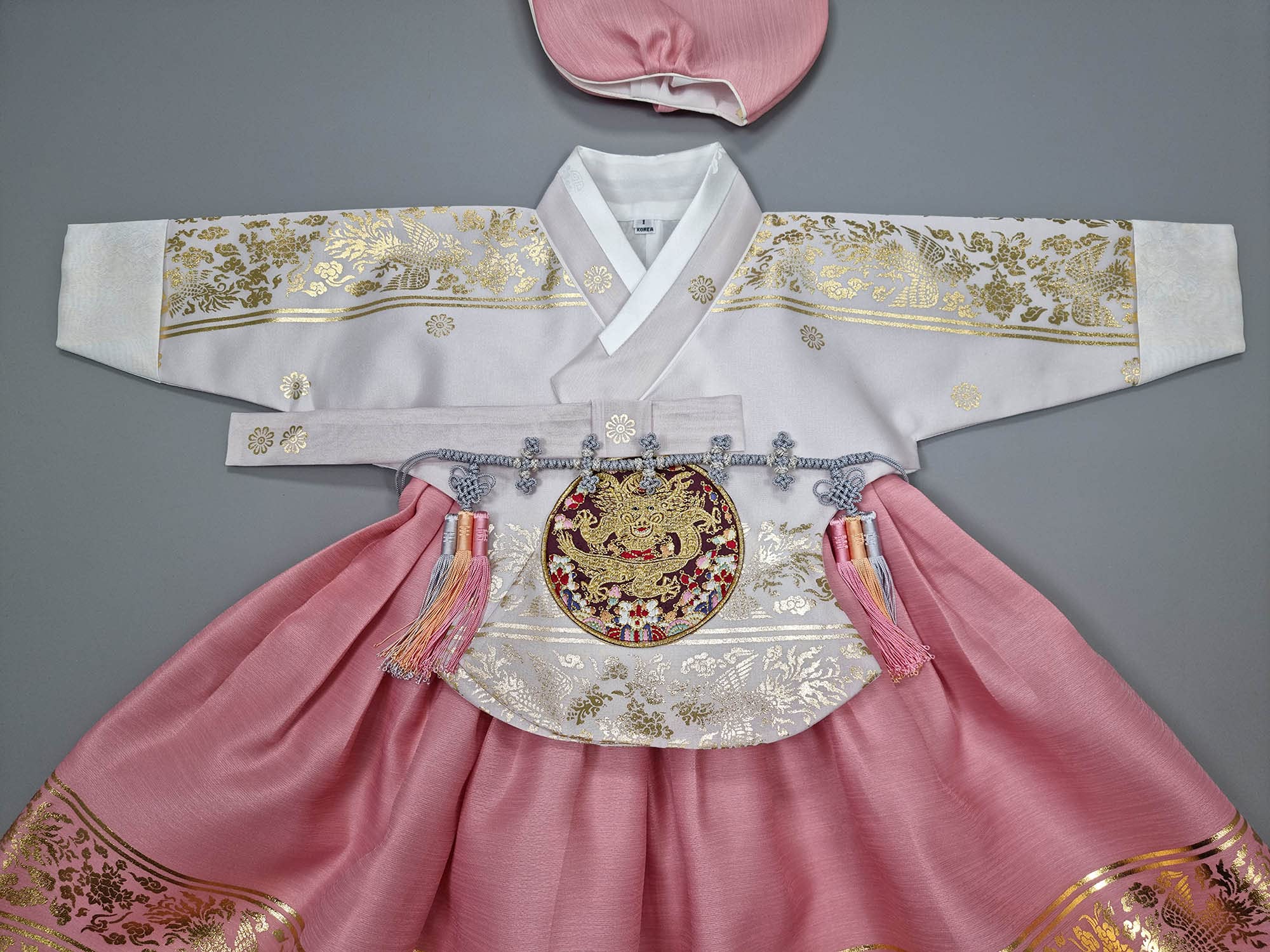 Korean Traditional Baby Girl Hanbok Set - Gold Print First Birthday & 100 Days Celebration Outfit (Ages 0-8) | Perfect for Doljanchi, Korean Cultural Events & Photo Shoots