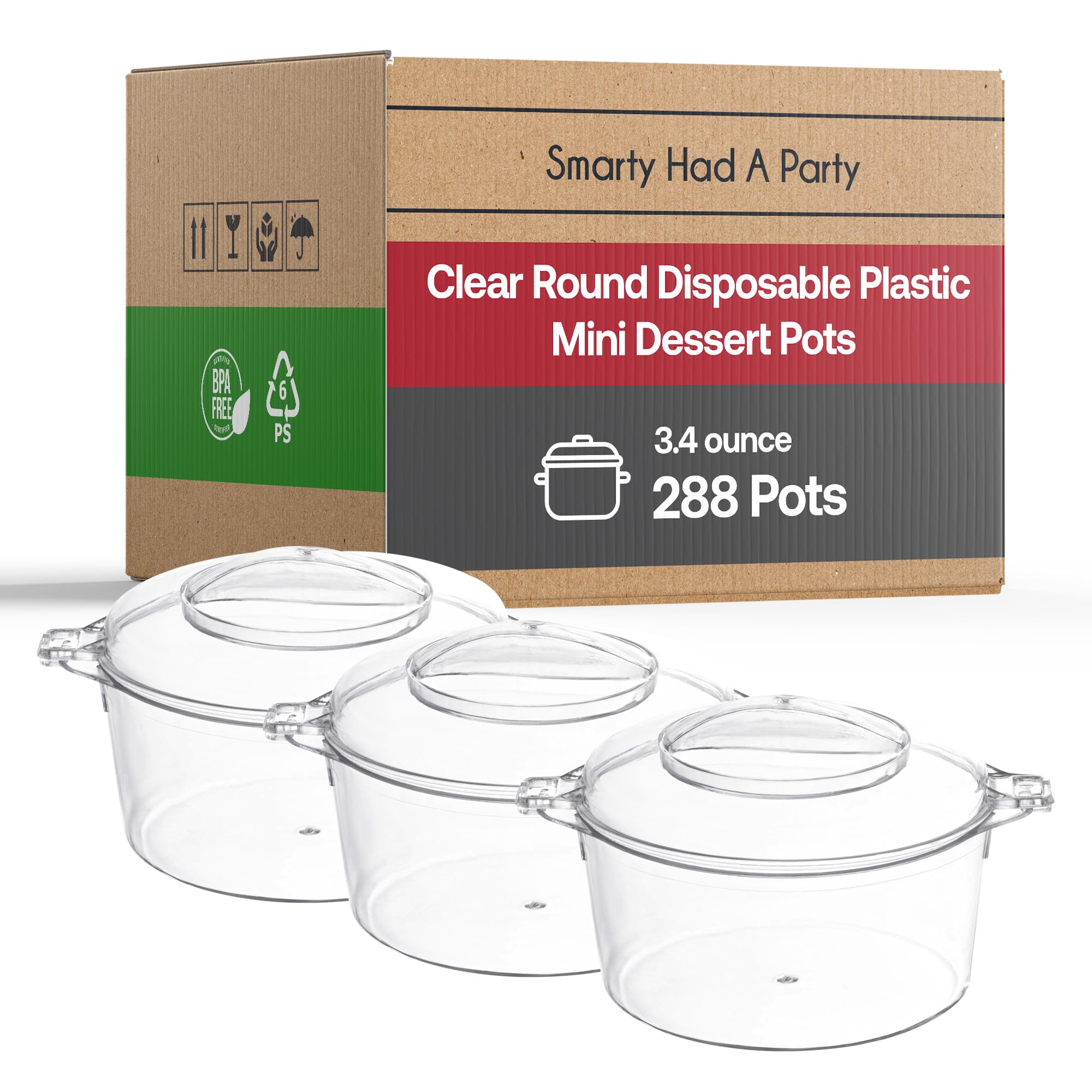 Disposable Plastic Cups & Ice Cream Bowls - 3.4 oz Clear Dessert Pots for Ice Cream, Yogurt, Fruit, Cheesecake, Pudding - Bulk Party Supplies for Weddings, Birthdays & Events (Pack of 288) - Perfect for Catering, Dessert Bars & Outdoor Gatherings