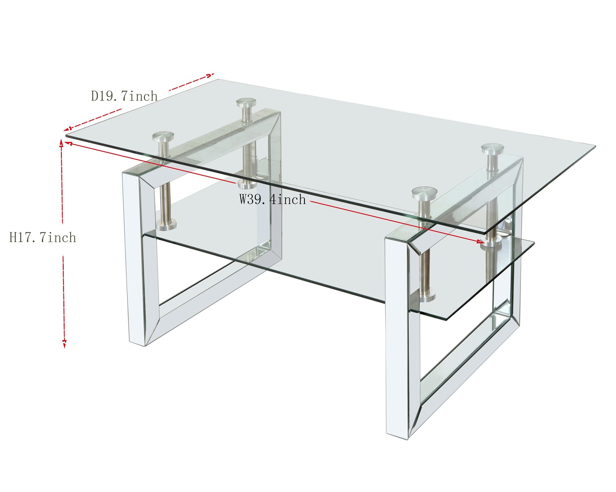 Modern Glass Coffee Table for Living Room & Office - 39.4