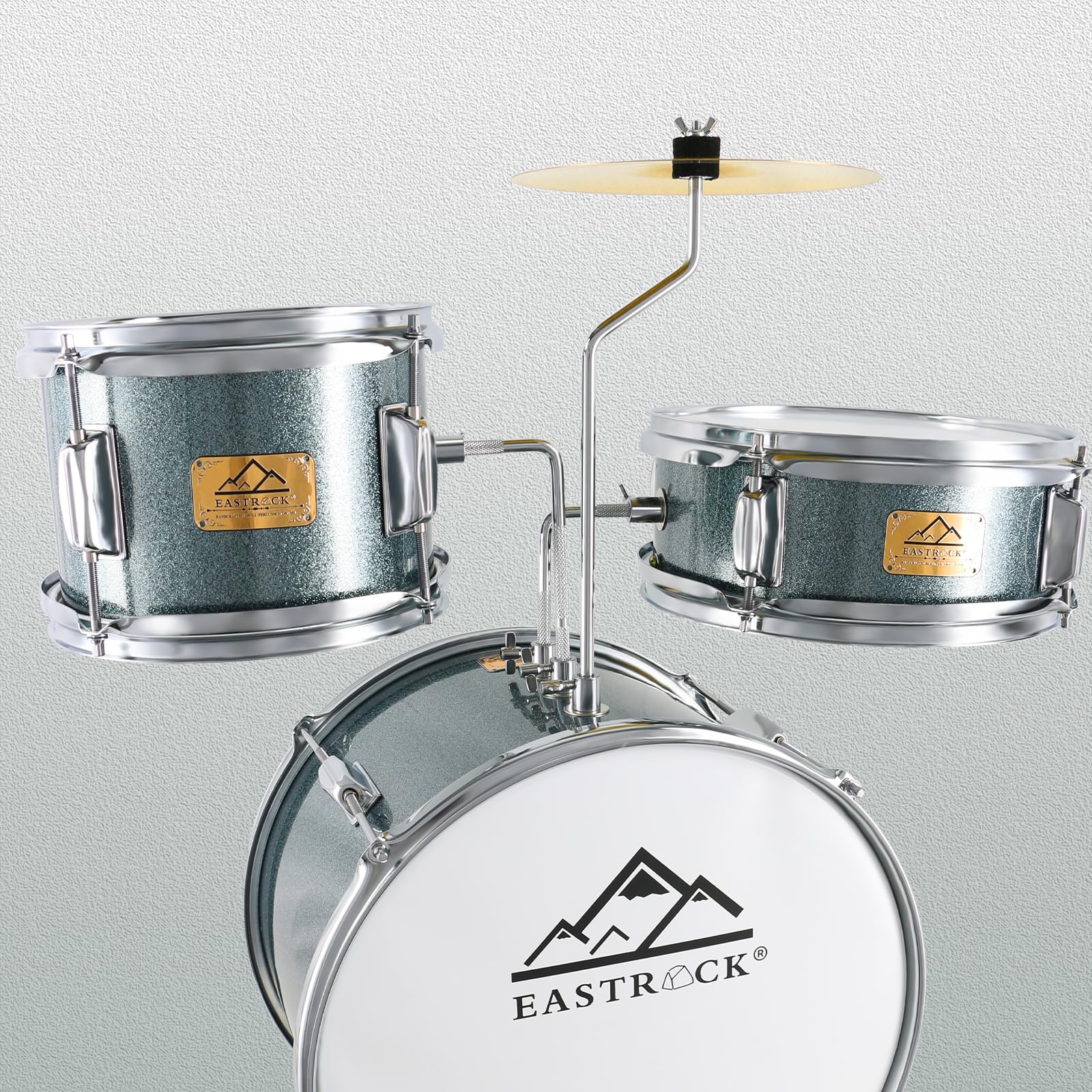 EASTROCK 3-Piece 14'' Kids Drum Set with Adjustable Throne, Cymbal, Pedal & Drumsticks - Blue-Black Beginner Drum Kit for Young Drummers | Perfect for Home Practice, Music Lessons & Birthday Gifts