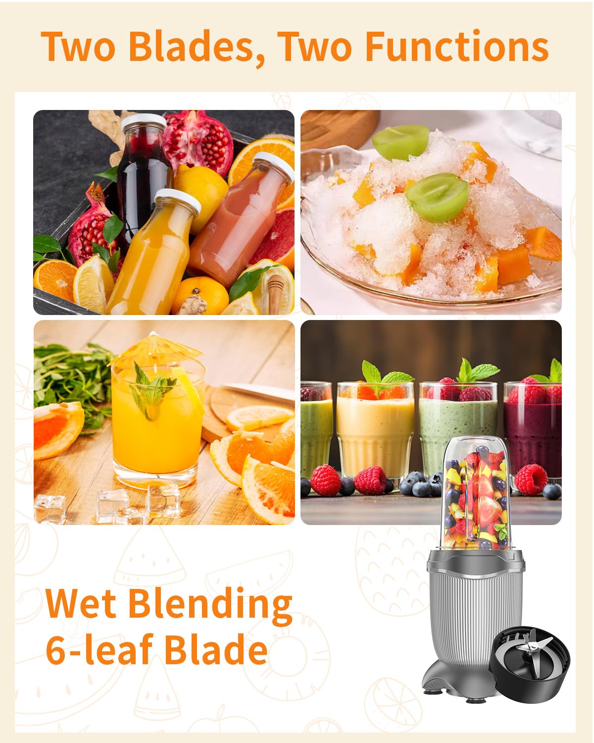 850W Powerful Personal Blender for Smoothies, Shakes & Frozen Drinks - Compact Countertop Blender with 26oz Travel Cups & Spout Lids - Perfect for Healthy Juices, Protein Shakes & Kitchen Mixing (Ideal for Home, Gym & Office Use)