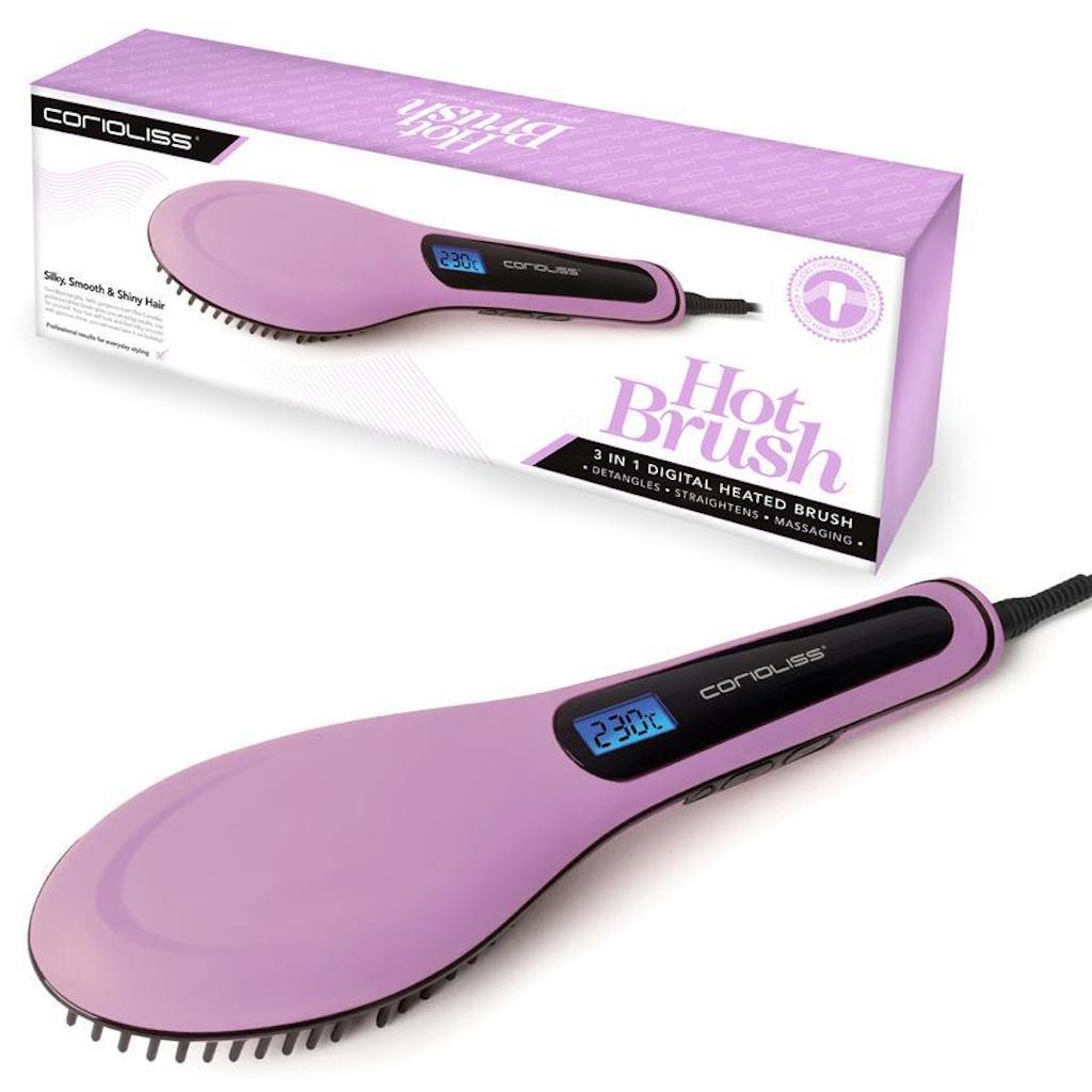 Corioliss 3-in-1 Hot Hair Straightening Brush - Detangling & Styling Tool for Smooth, Shiny Hair | Perfect for Home Use, Travel & Salon-Quality Styling